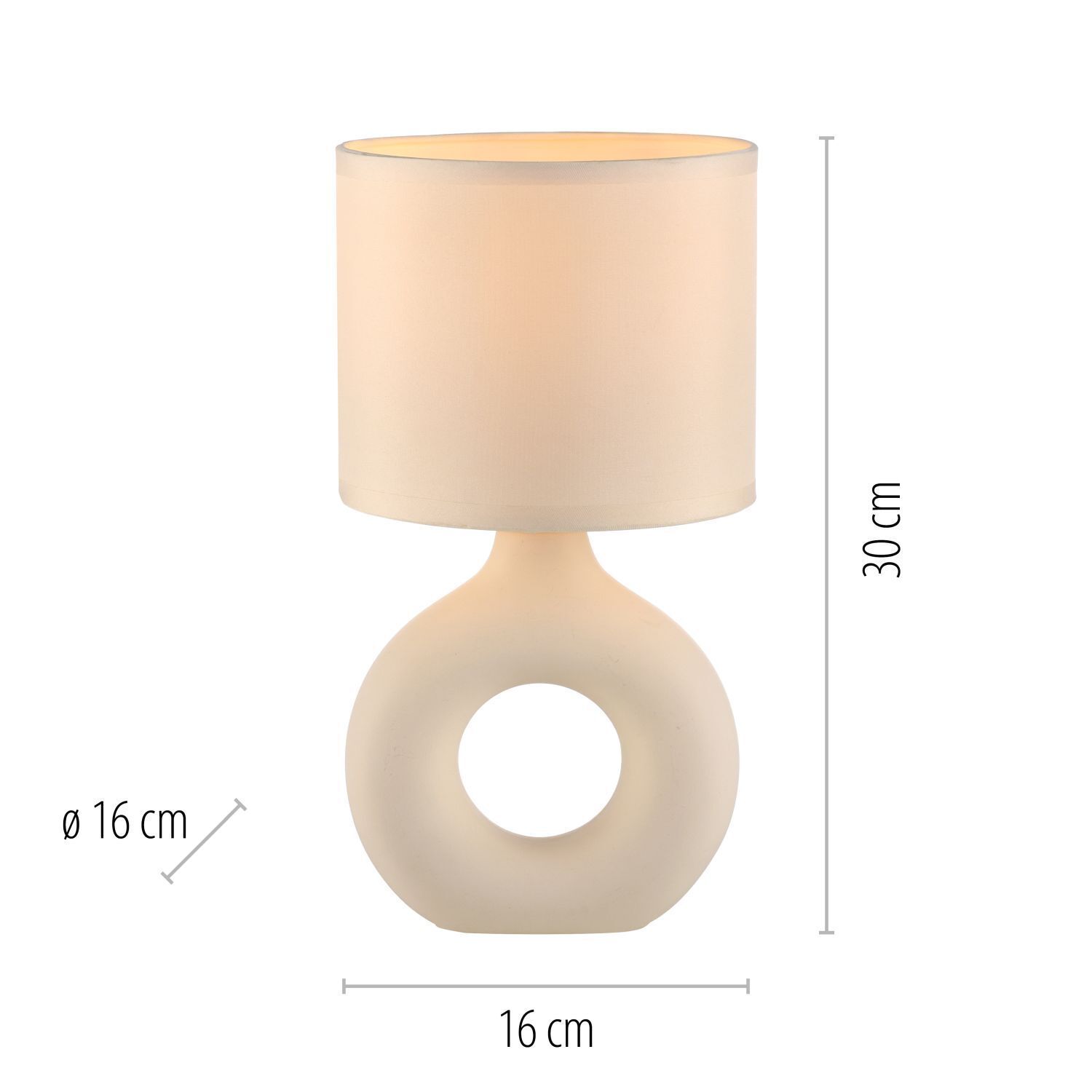 Tischlampe Keramik Stoff blendarm 30 cm E27 Beige Lampe, Tischlampe