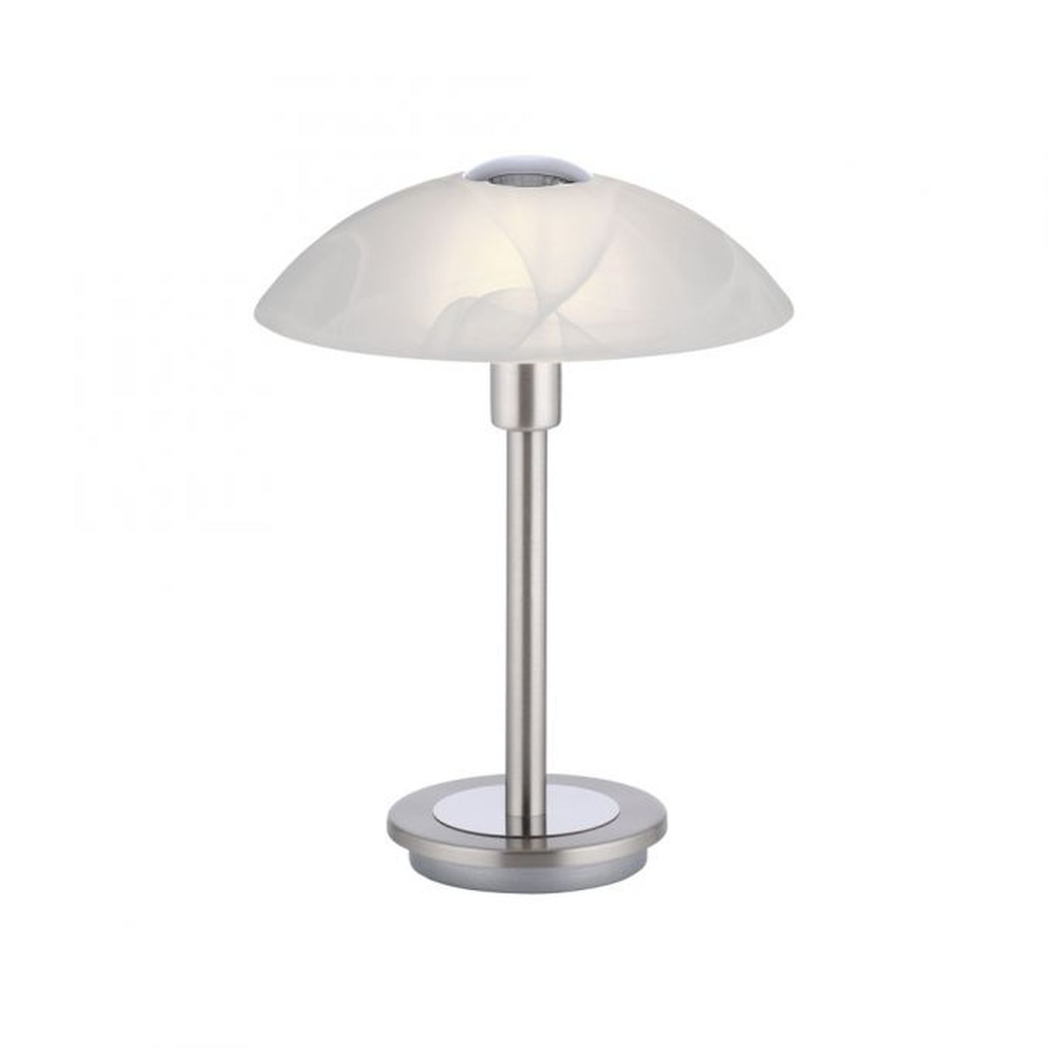 LED Tischleuchte dimmbar in Silber Alabasterglas 28 cm