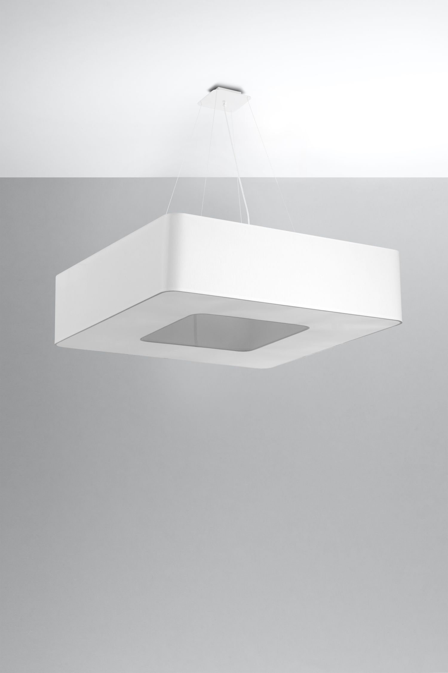 Weiße Pendelleuchte eckig 80 cm breit 8x E27 blendarm