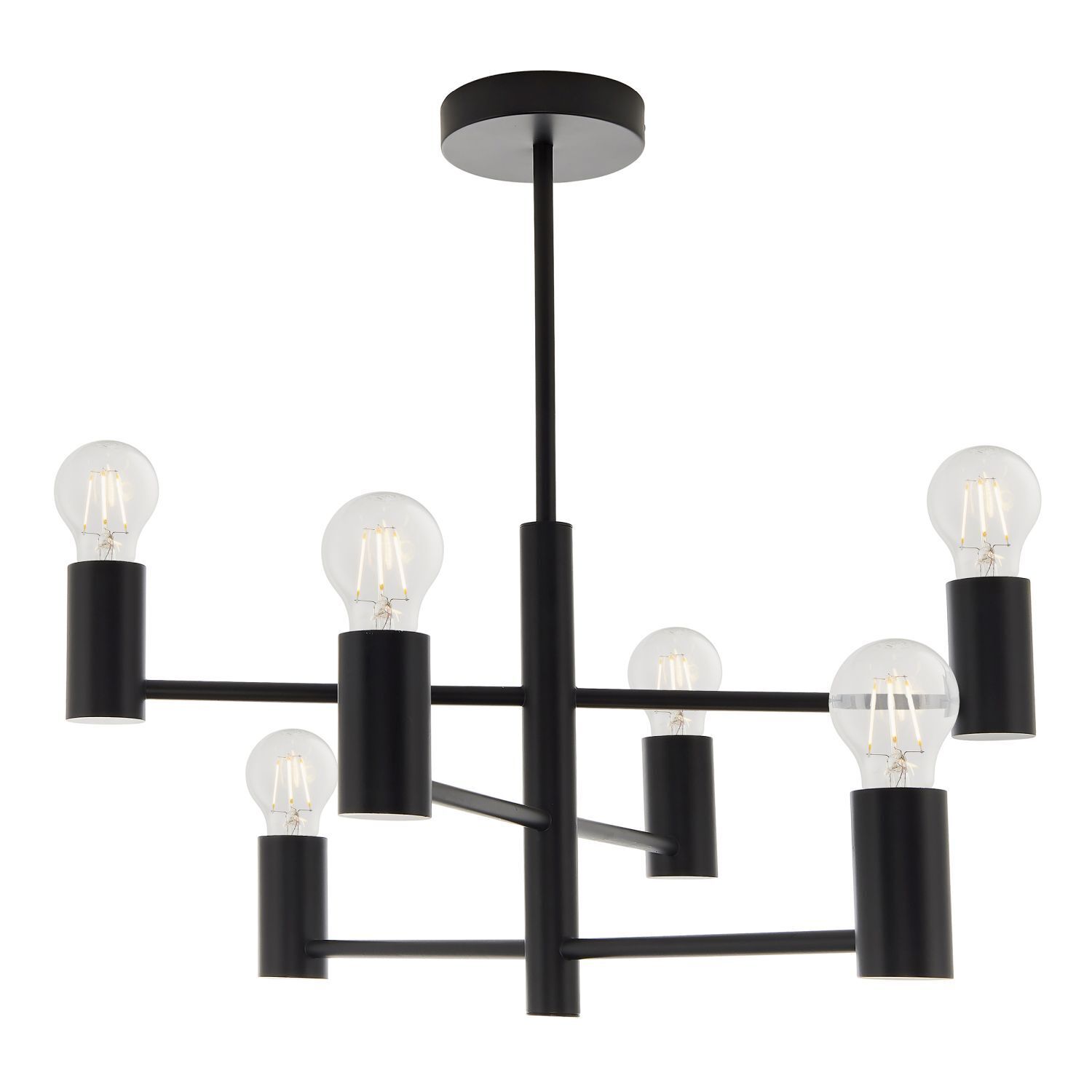 Deckenlampe Metall Schwarz B: 55,3 cm minimalistisch 6x E27
