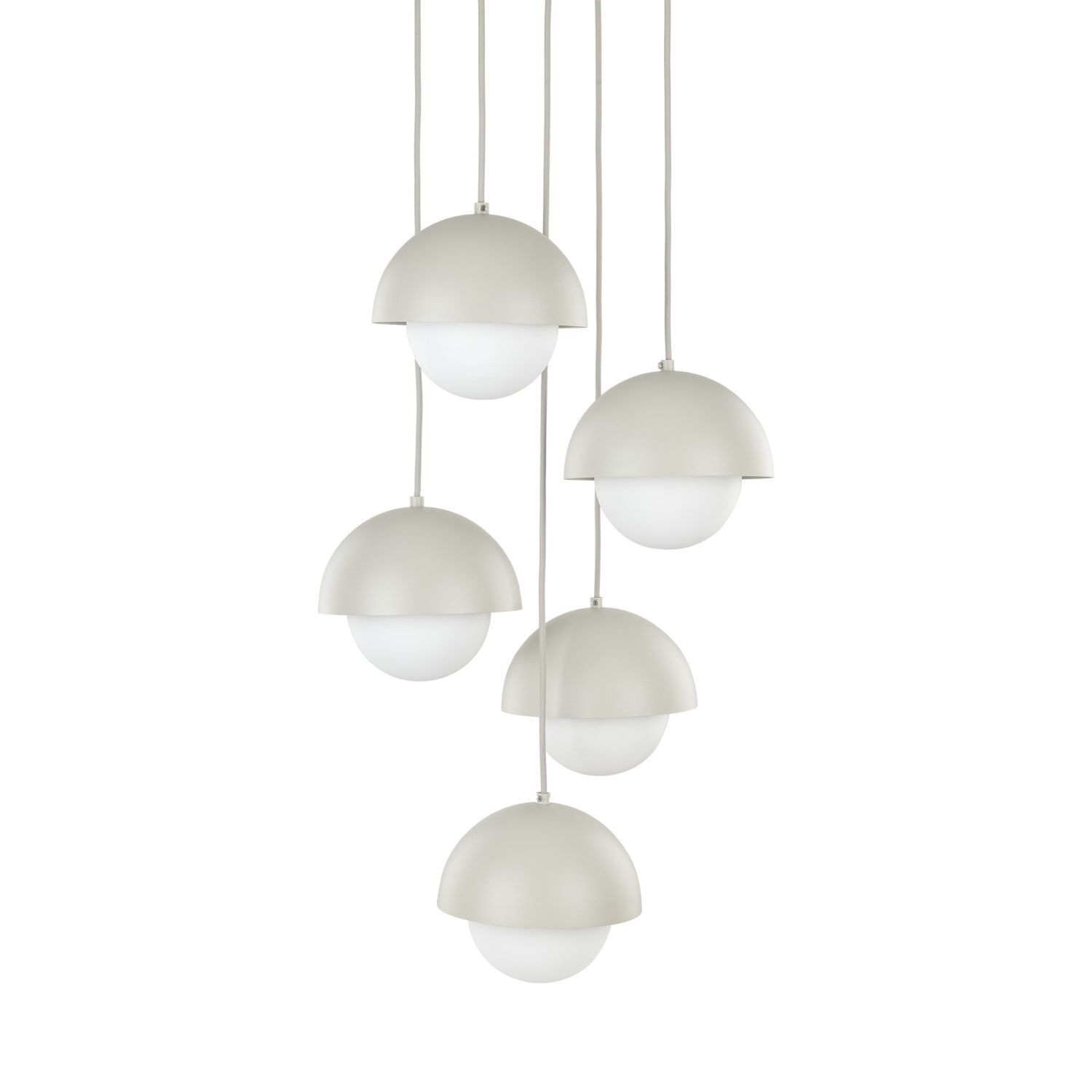 Hängelampe Metall Glas G9 H: max. 1,4 m Beige Weiß 5-flammig