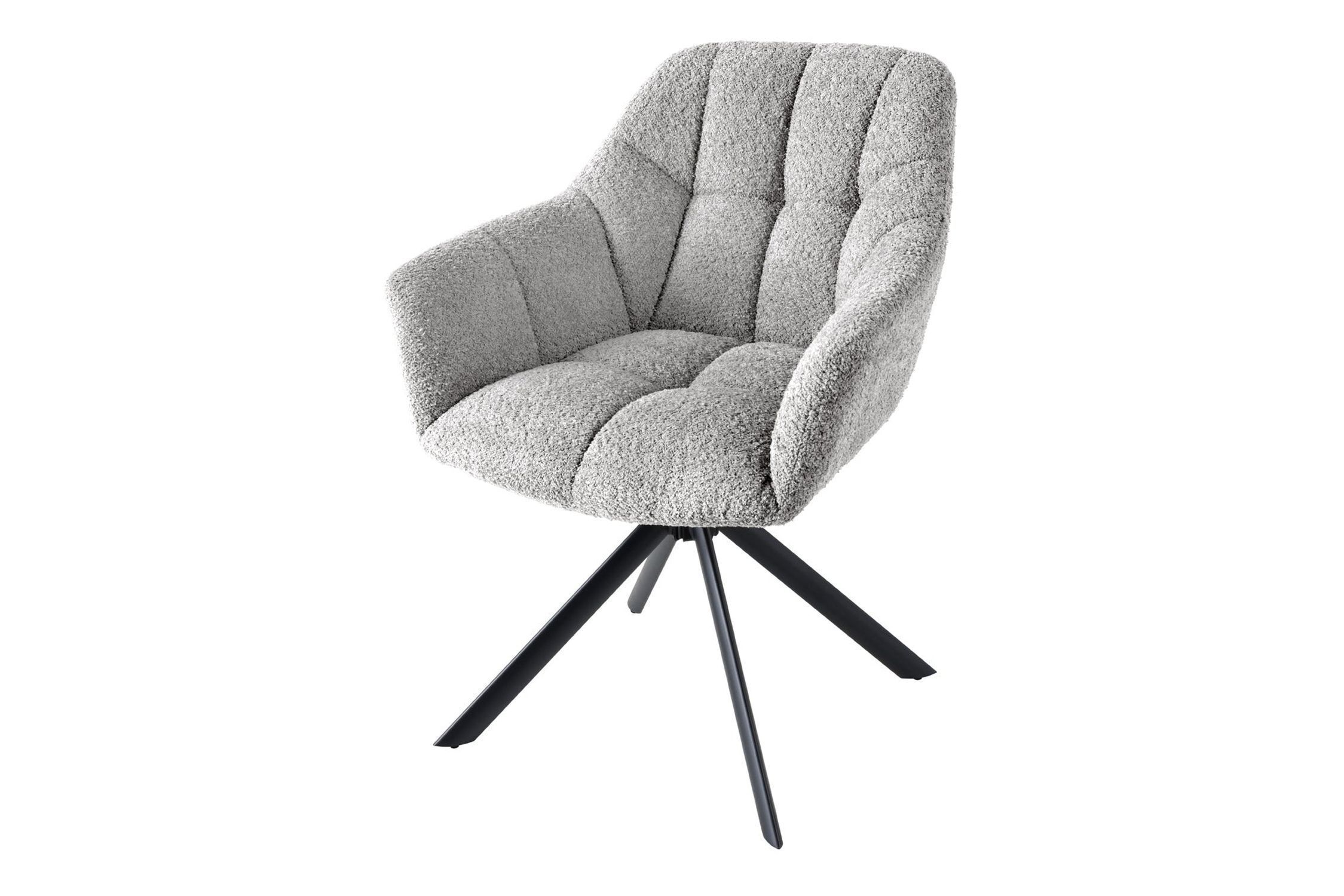 Bürostuhl ohne Rollen Grau Schwarz Bouclé Metall Retro