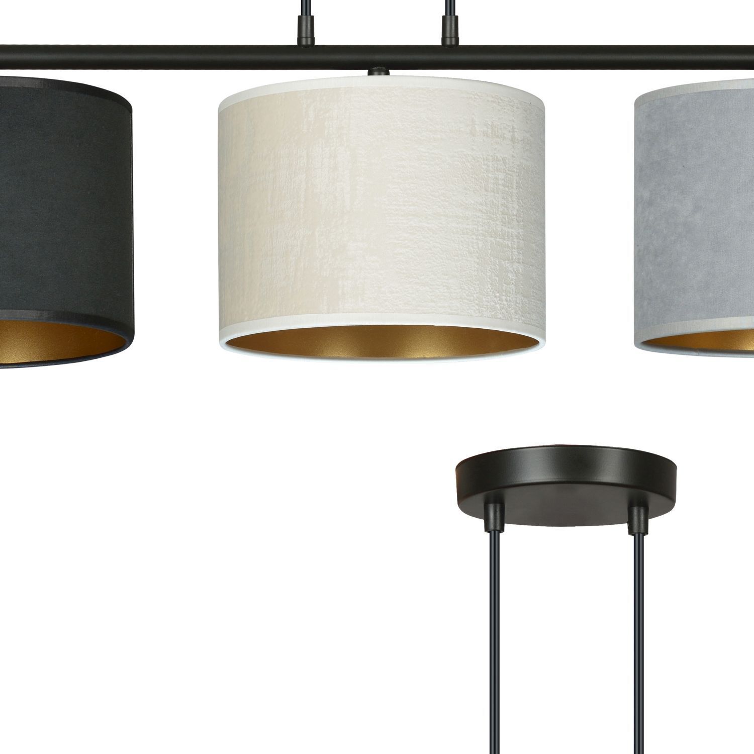 Hängelampe Stoff Metall L: 72 cm 3x E27 Modern CYRIL