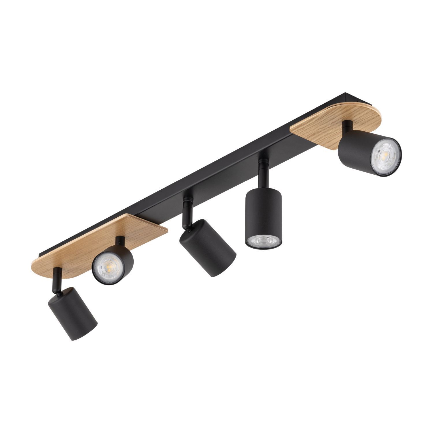 Deckenstrahler Holz Metall 85 cm lang Braun Schwarz 5x GU10 Beleuchtung, Lampe