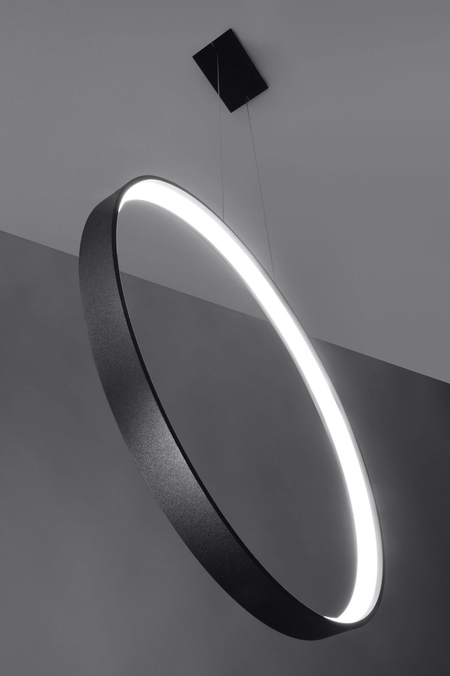 LED Hängelampe Schwarz Metall Ø 55 cm rund 4000 K Ring