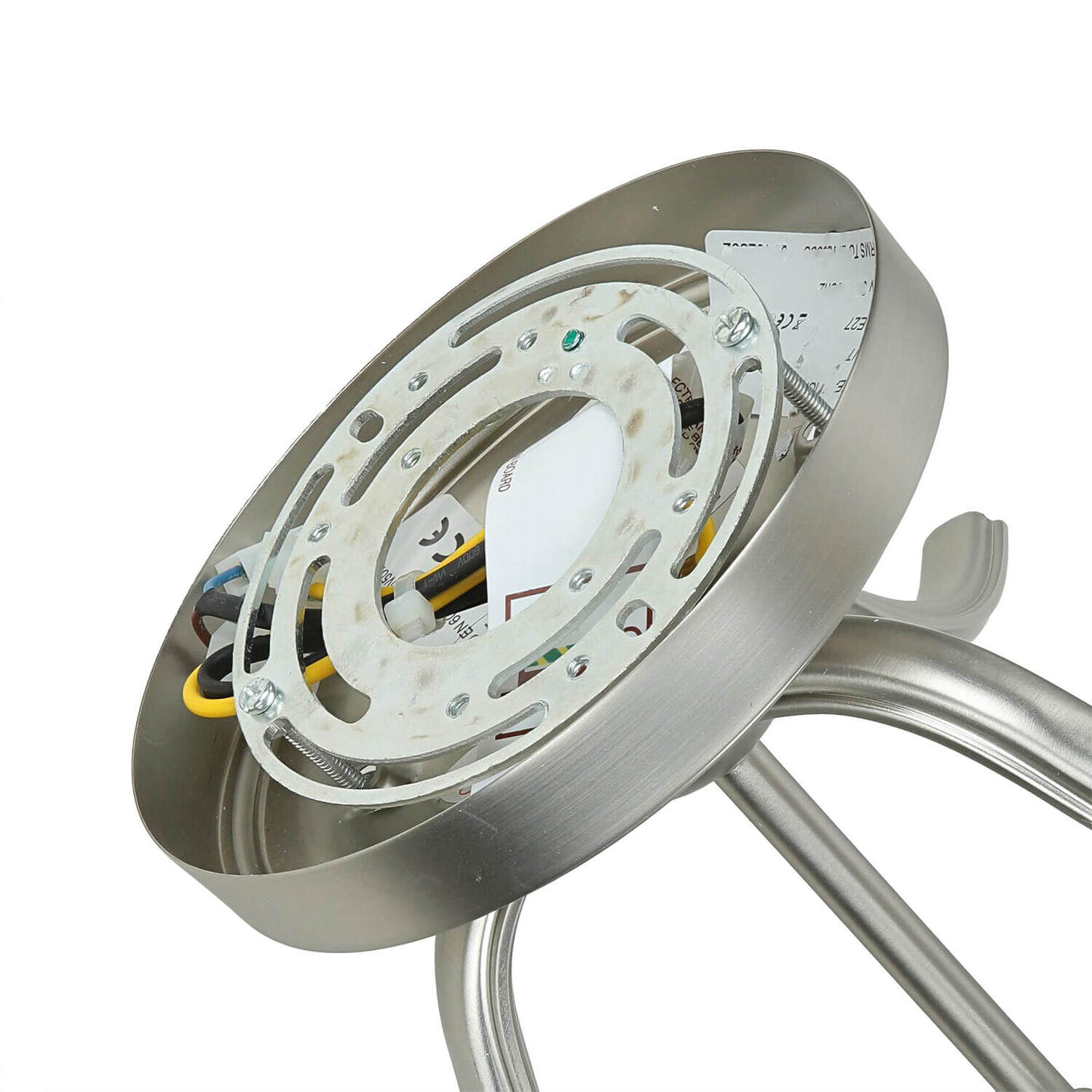 Deckenleuchte E27 Weiß Nickel Ø37cm Glas Metall Rotor, Spirale, Beleuchtung, Rad, Aluminium