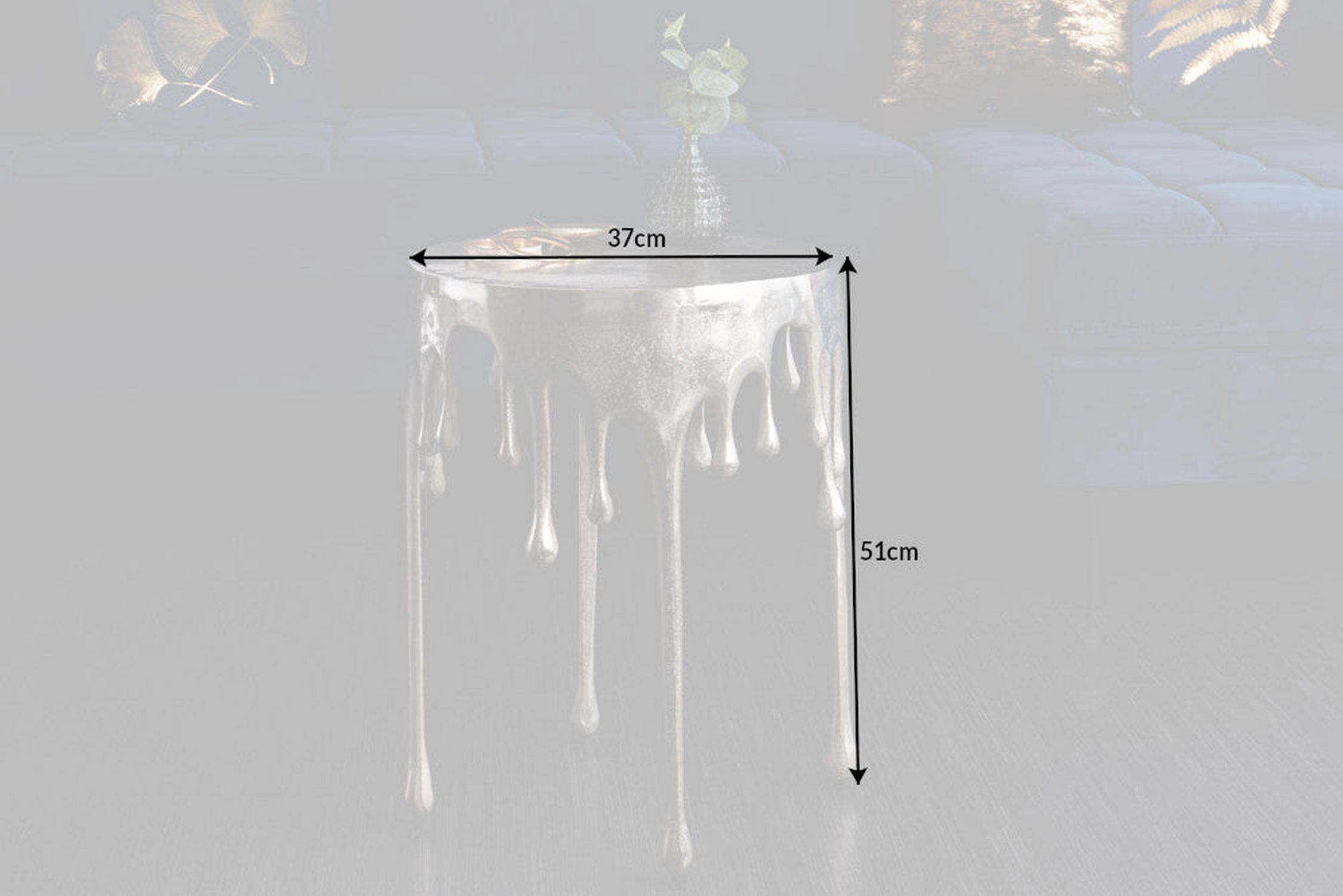 Beistelltisch Aluminium in Silber 37 x 37 cm Moebel, Tabelle, Kaffeetisch, Glas, Esstisch