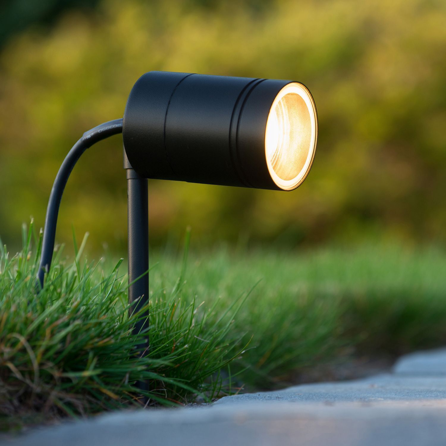 Erdspießstrahler Stahl Schwarz GU10 H:36 cm flexibel Licht, Gartenlampe, LED, Spotlight, Standleuchte
