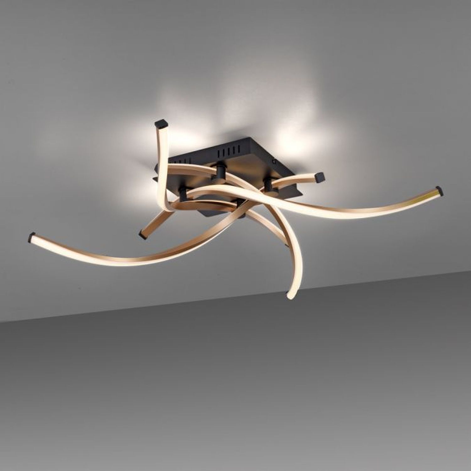 Dimmbare LED Deckenlampe Schwarz Gold L:78 cm 4220 lm Deckenleuchte