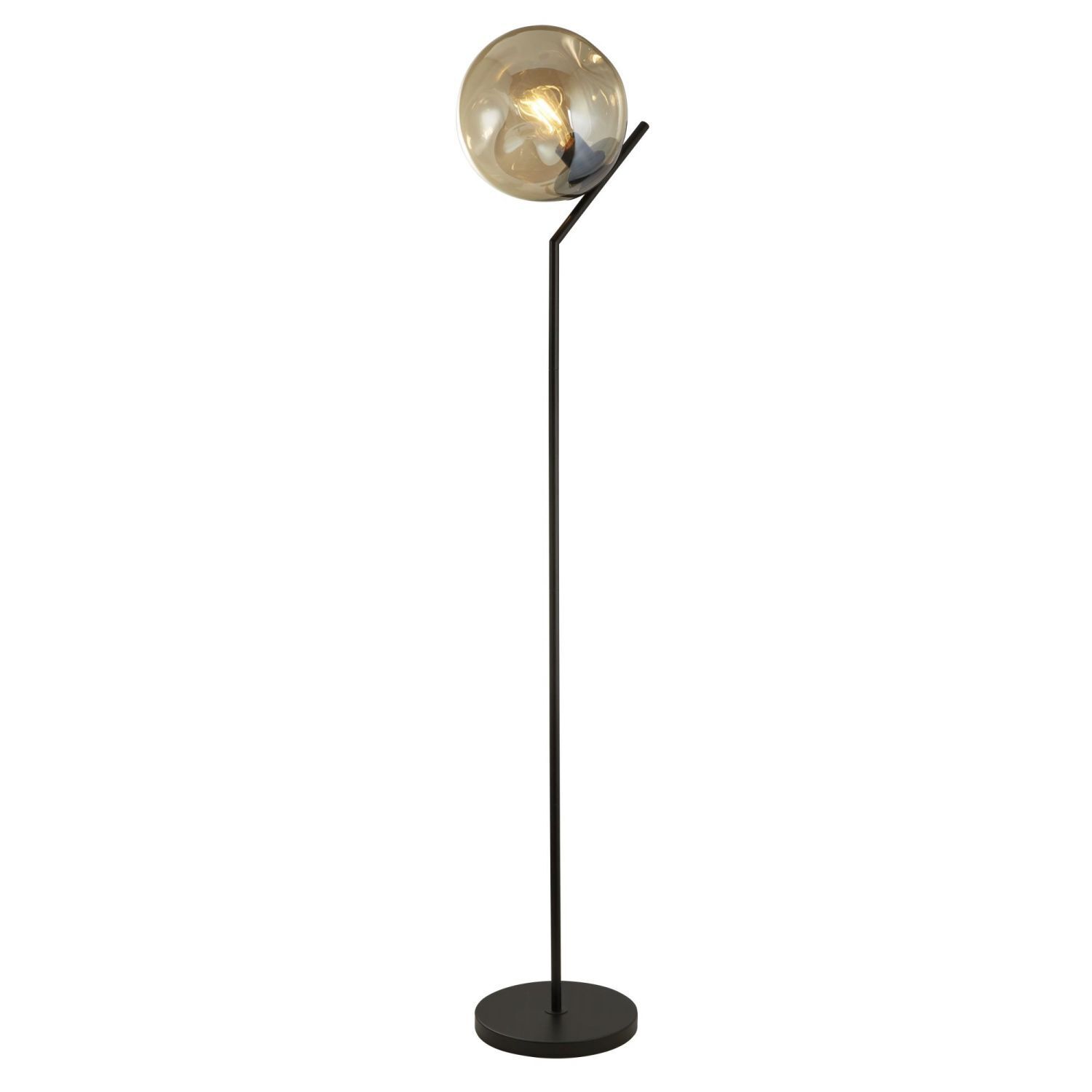 Stehlampe Schwarz Champagner E27 150 cm Glas Metall