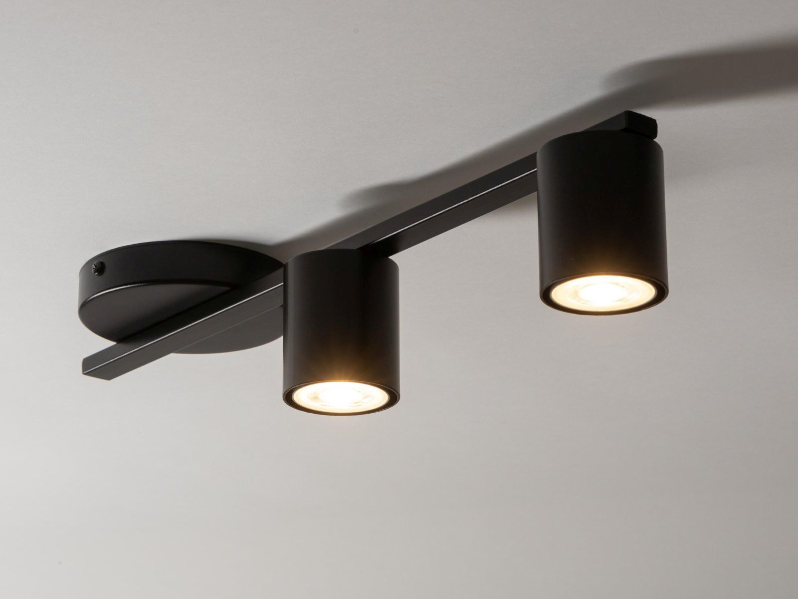 Deckenleuchte GU10 Schwarz Metall 46 cm lang 2-flammig