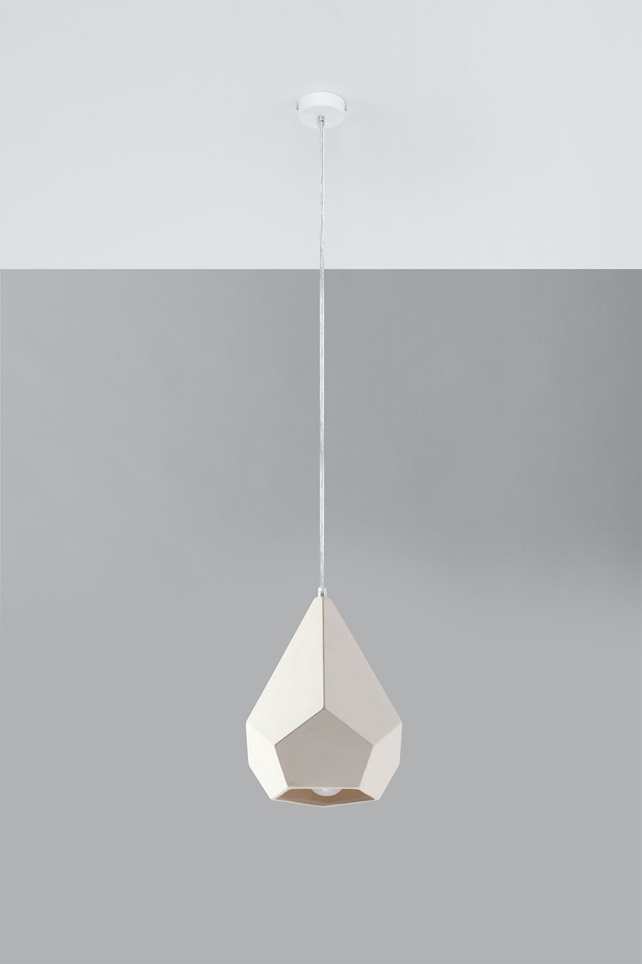 Hängelampe Weiß Keramik bemalbar geometrisch E27