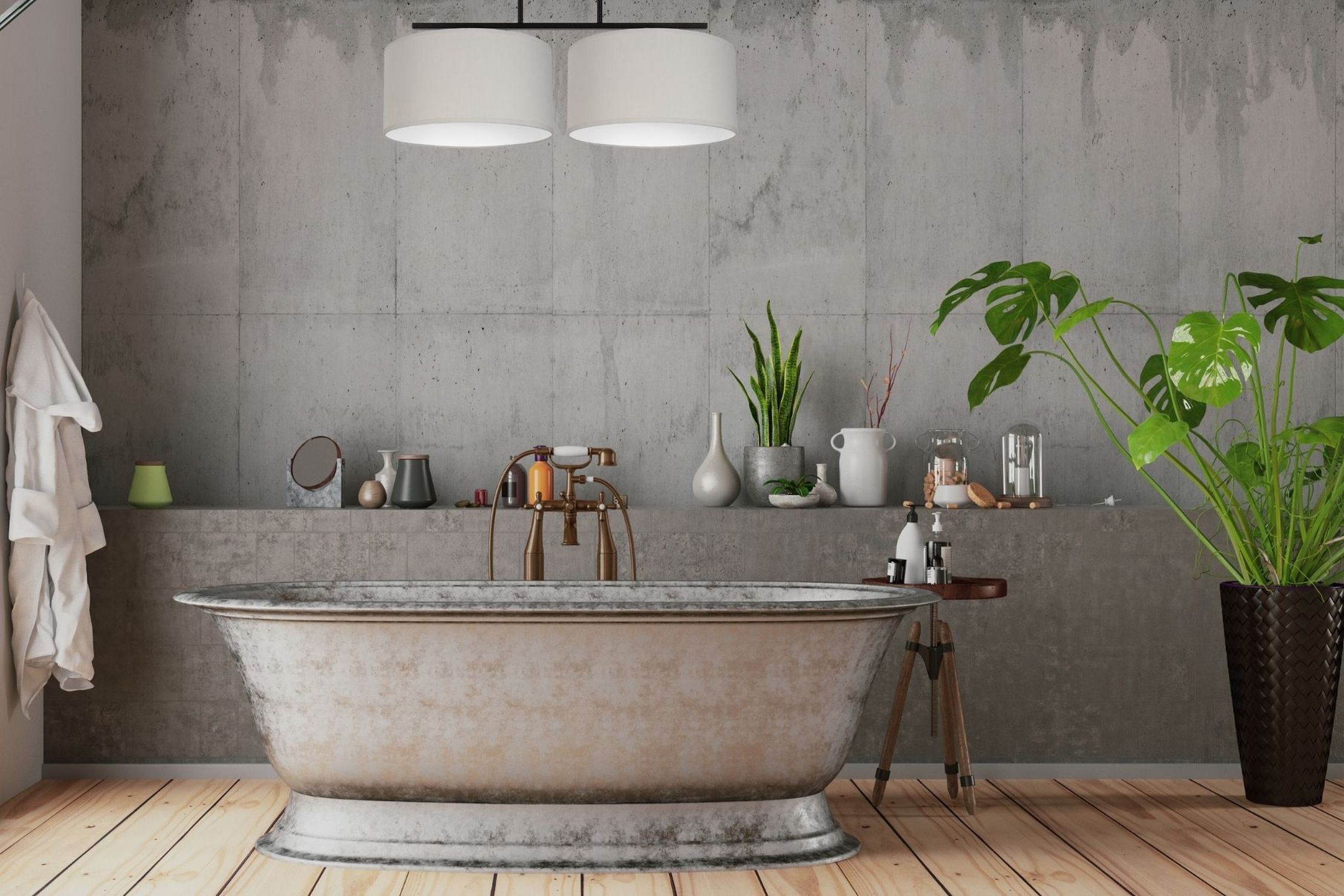 Blendarme Deckenlampe Stoff Schwarz Grau Weiß E27 70 cm Innenarchitektur, Baden, Pflanze, Badewanne, Wanne