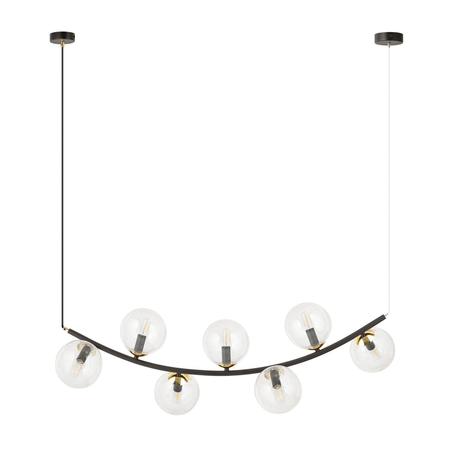 Hängelampe Glas Metall L: 95 cm H: max. 100 cm 7x E14