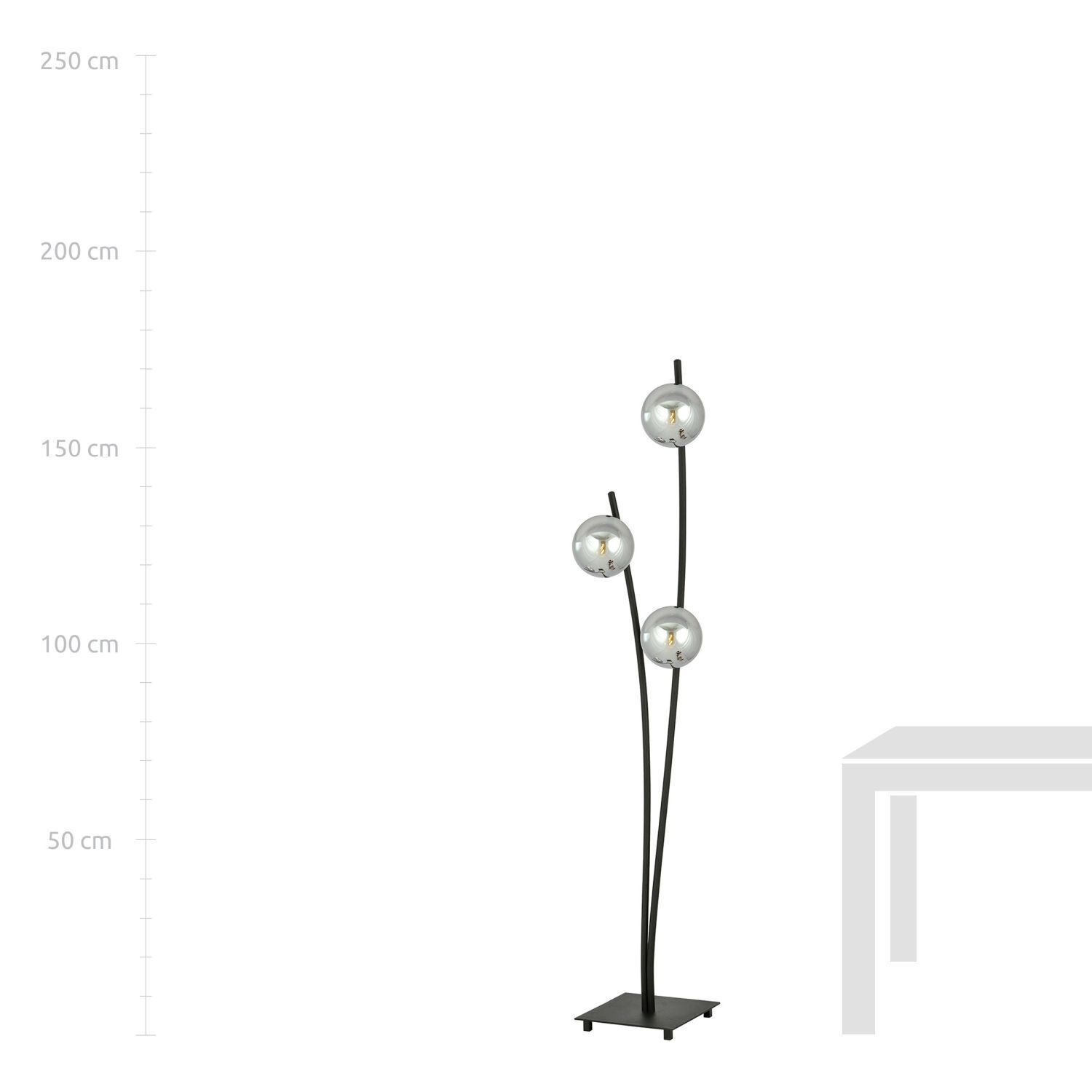 Stehleuchte klein 150 cm Schwarz Graphit E14 3-flammig Lampe