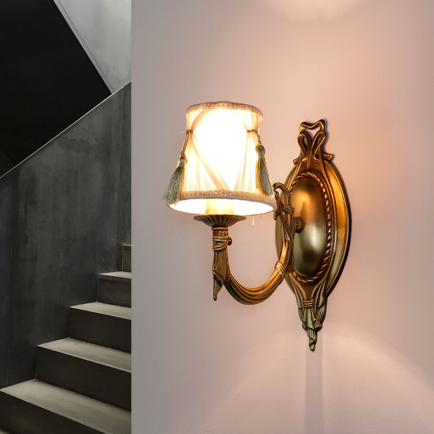 Jugendstil Wandleuchte Wandlampe Weiß Haus, Wohnen, Treppe, Lampe, Lampenschirm