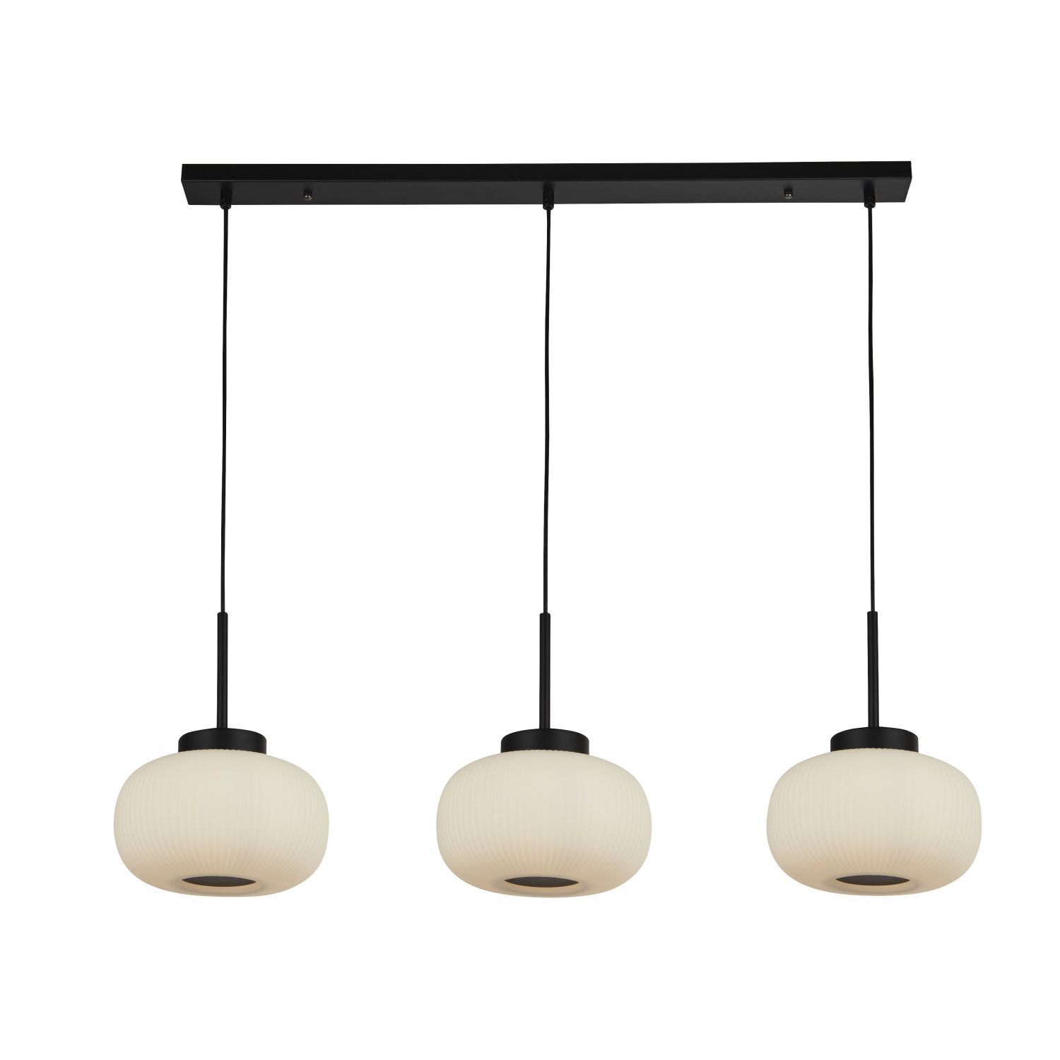 Längliche Hängelampe 3-flammig B: 104 cm Glas Metall E27