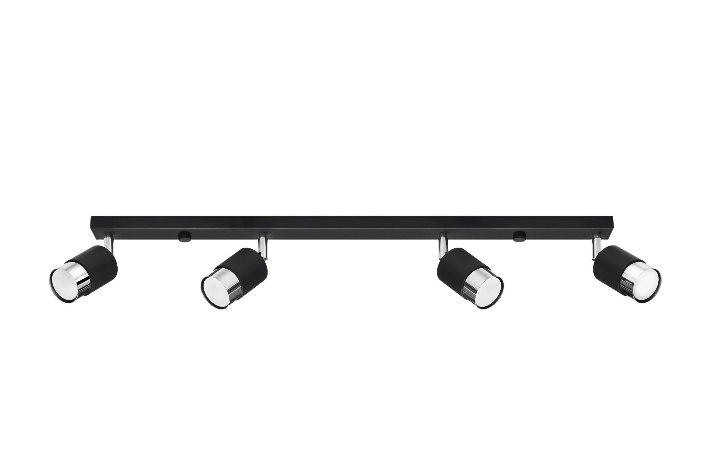 Deckenstrahöer Schwarz Chrom 81 cm lang schmal 4-flammig