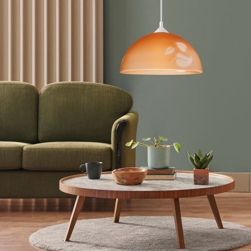 Esszimmer Pendelleuchte Retro Glas Braun rund