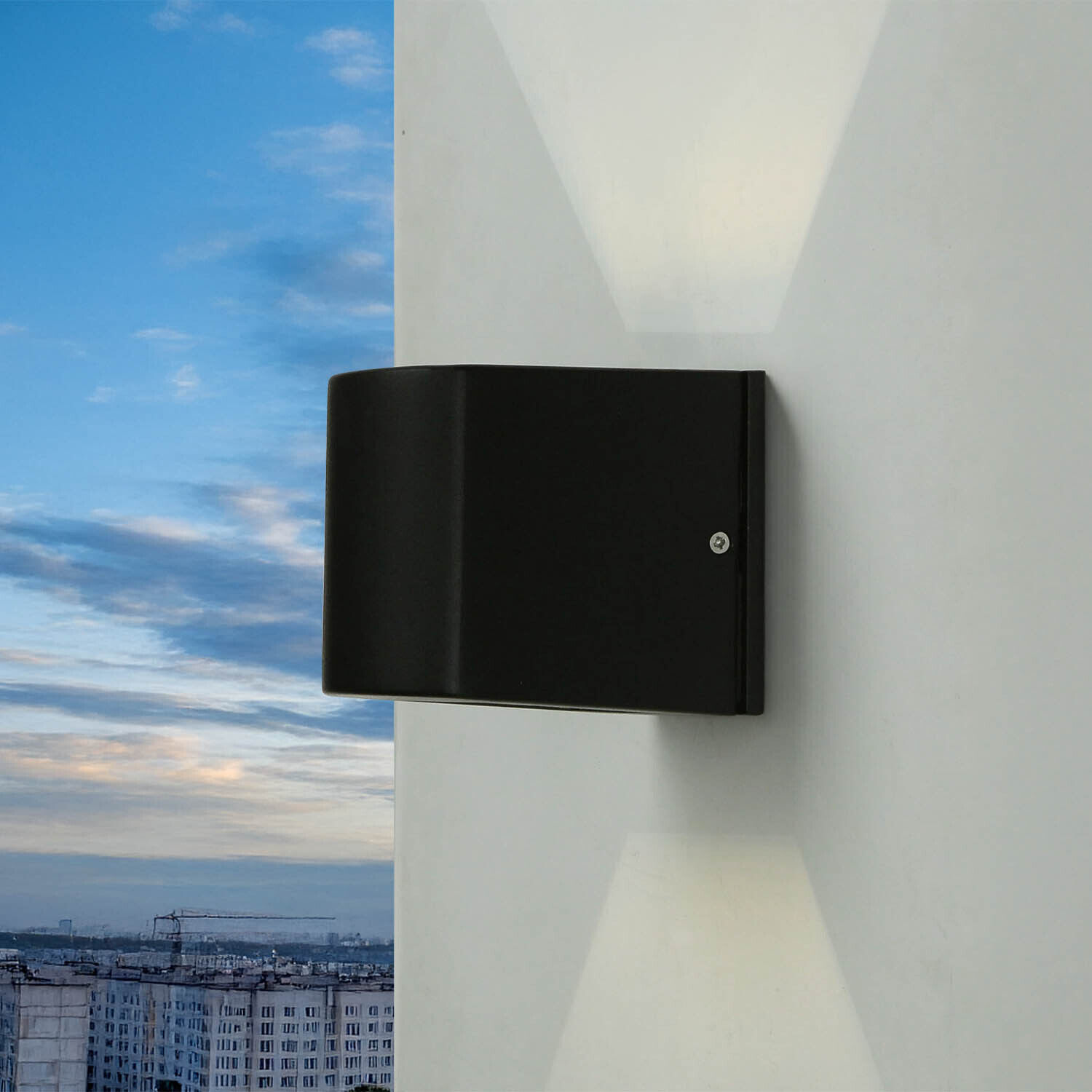 Außenleuchte Schwarz IP44 Up Down Aluminium Glas klein