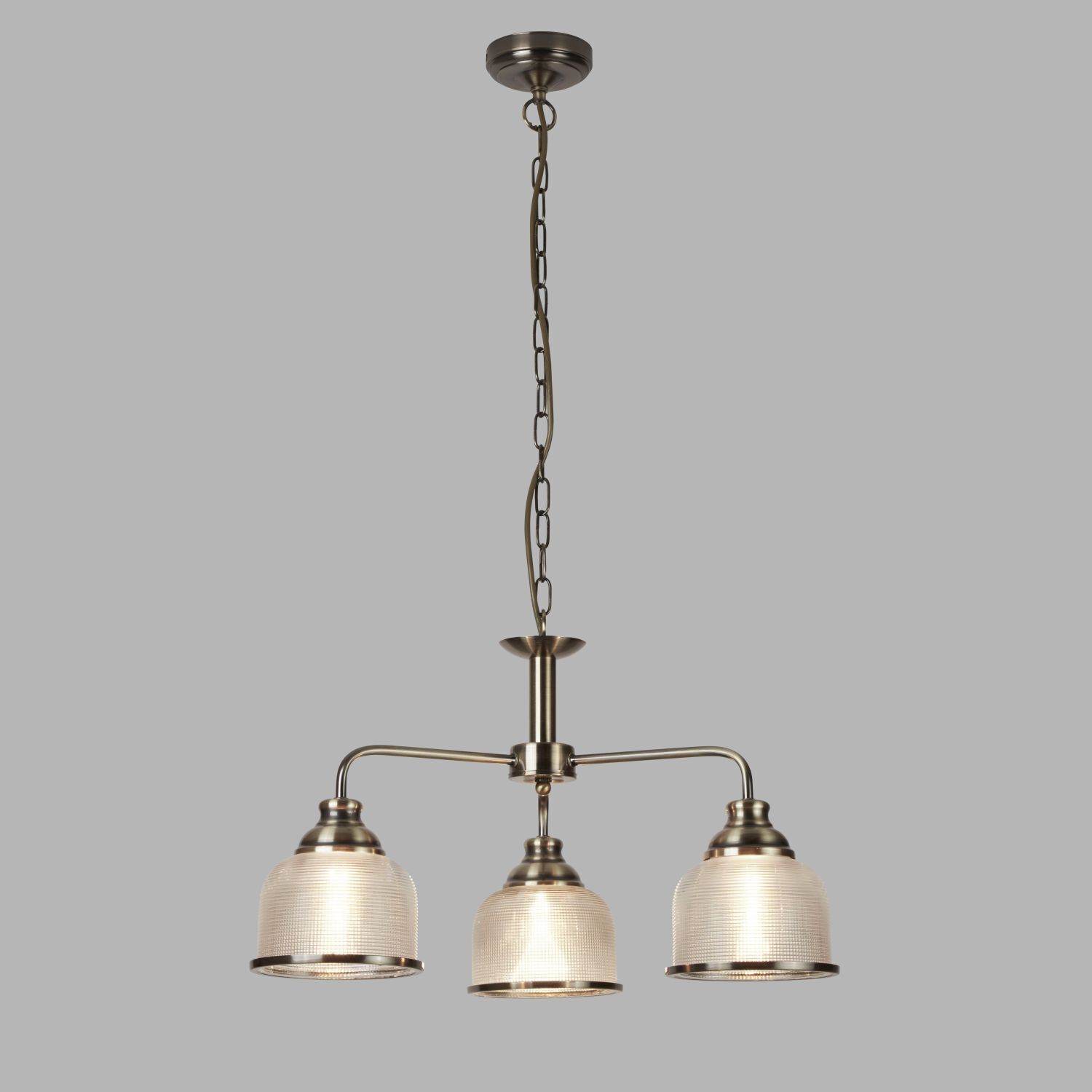 Hängelampe Messing antik Klar Ø 56 cm Metall Glas 3x E27