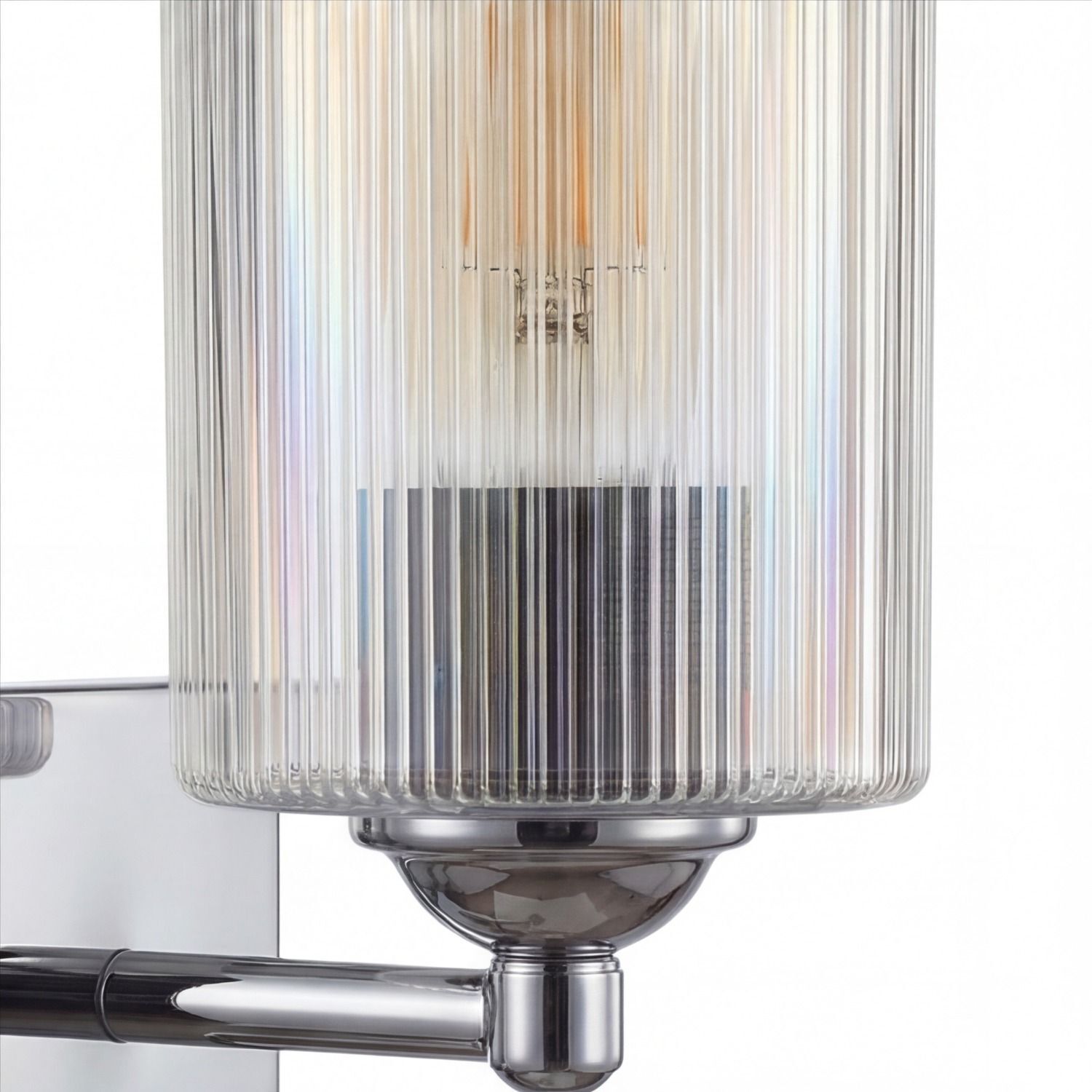 Wandlampe, Glasschirm, Chromstahl, Schirmlampenfassung, Rostfrei