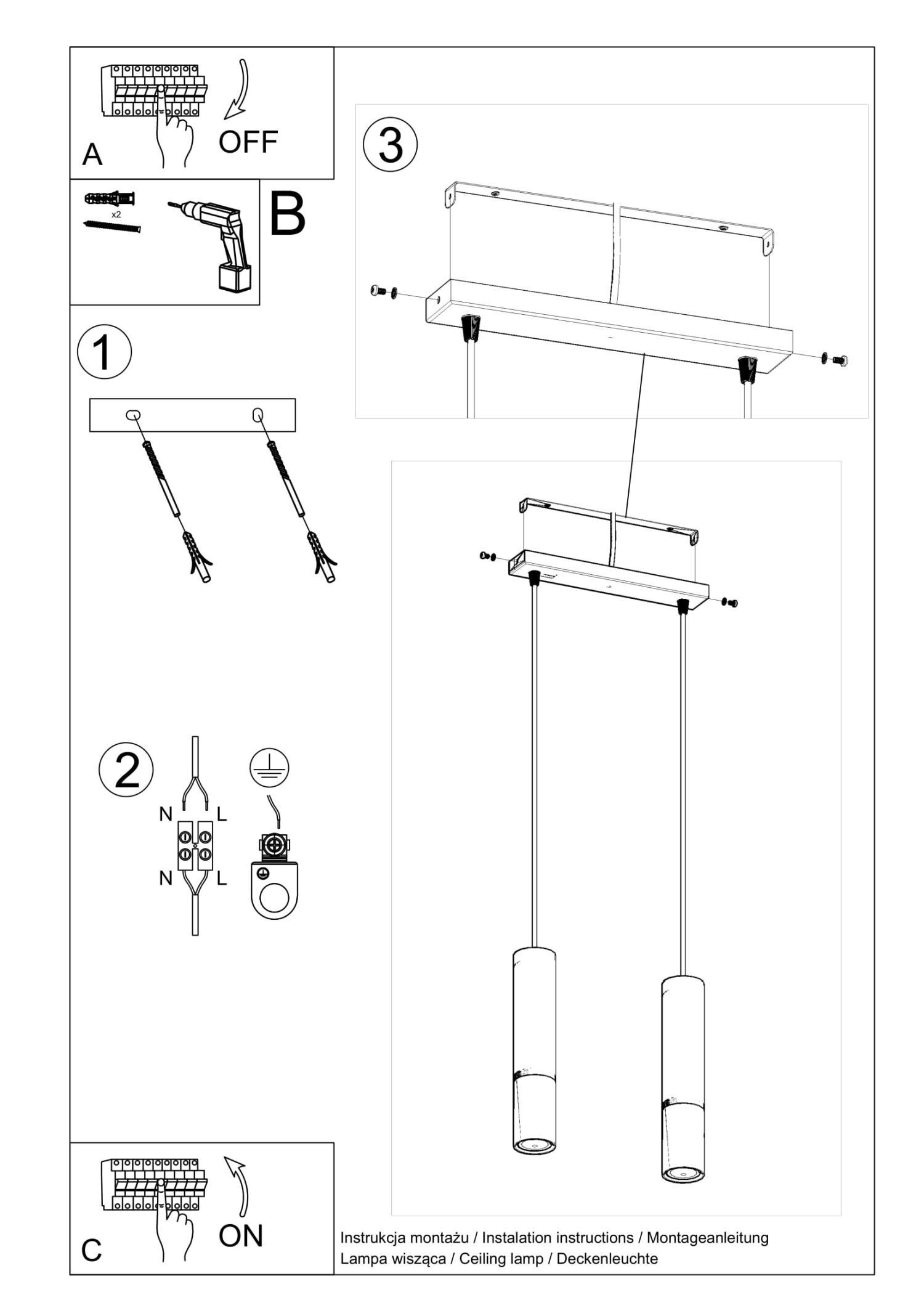 Pendelleuchte Metall 2-flammig GU10 Schwarz Kupfer EDYTH
