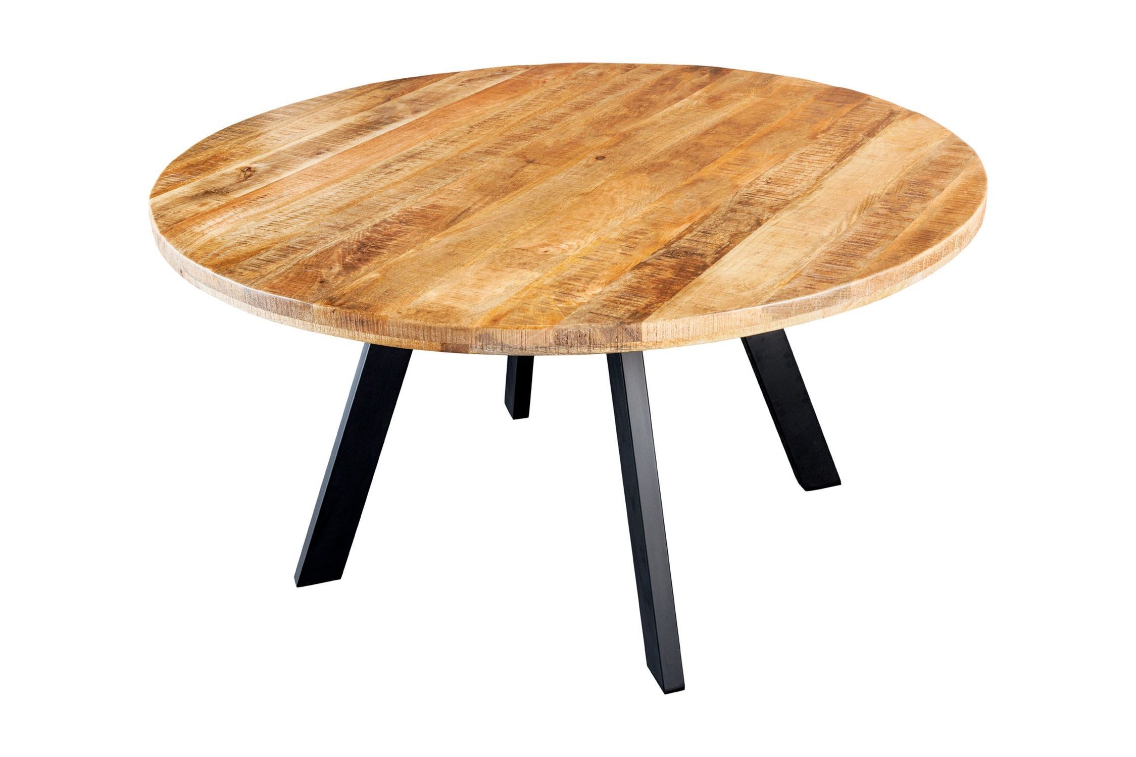 Esstisch rund Ø 145 cm Mango Holz Metall Industrial Design Moebel, Tabelle, Kaffeetisch, Esstisch, Tischplatte