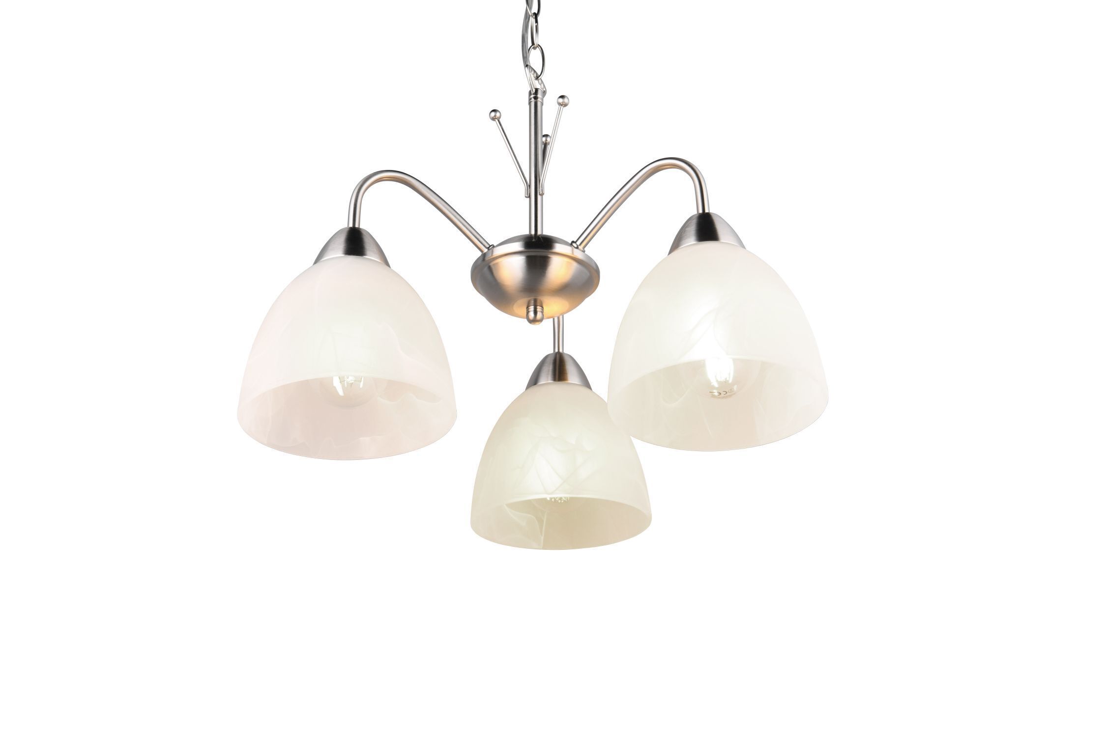 Blendarme Pendelleuchte Metall Glas Nickel Weiß E27