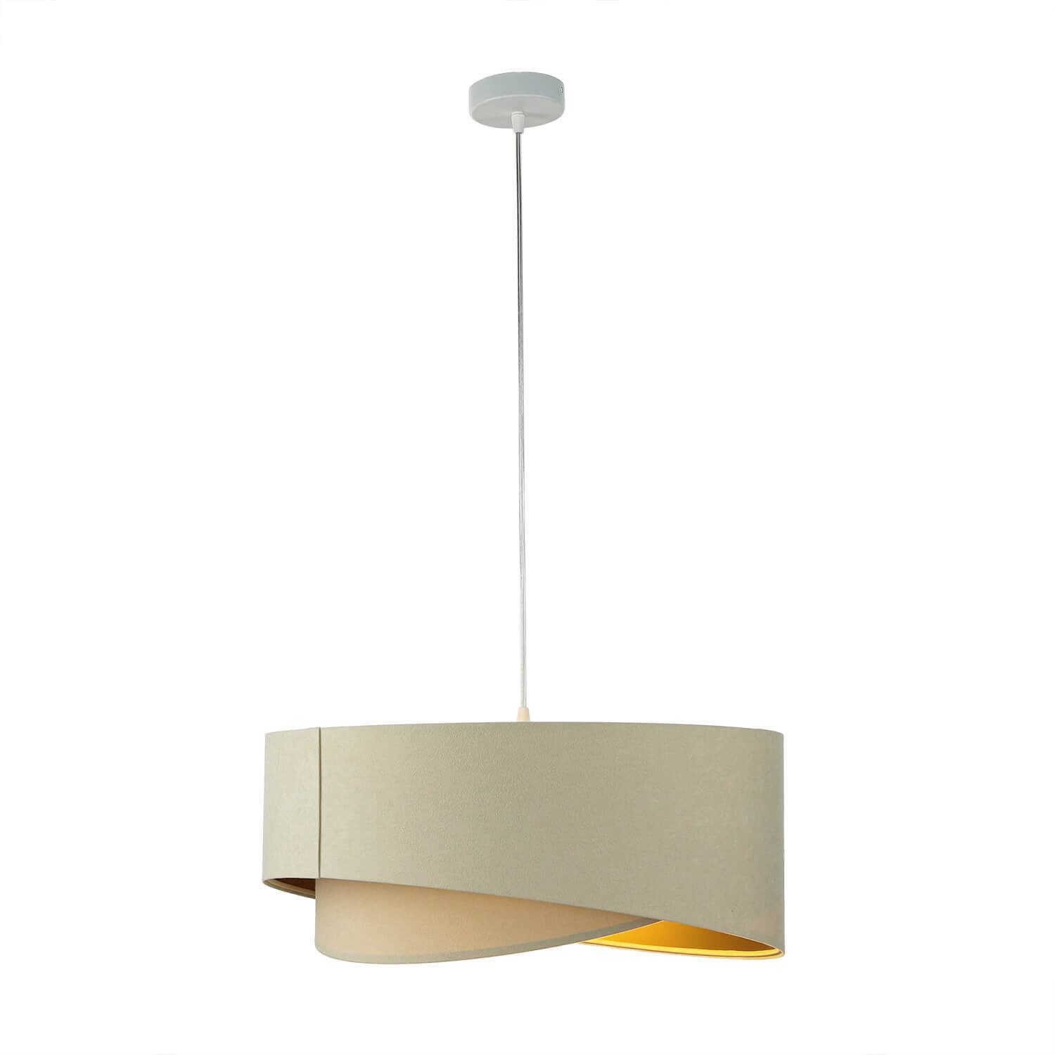 Pendelleuchte Esstisch Creme Gold Stoff Lampe