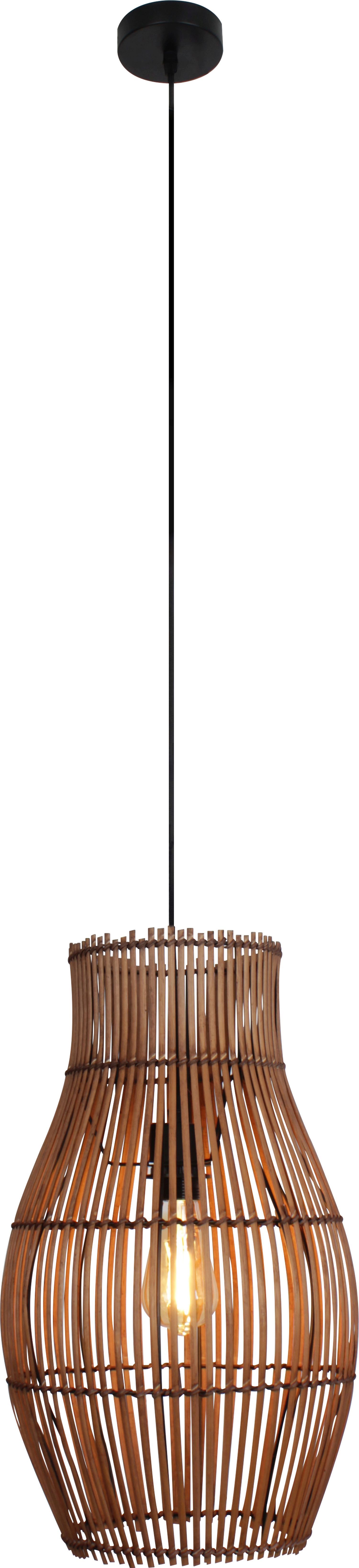 Hängelampe Bambus Natur Schwarz rund Ø30 cm E27 Modern