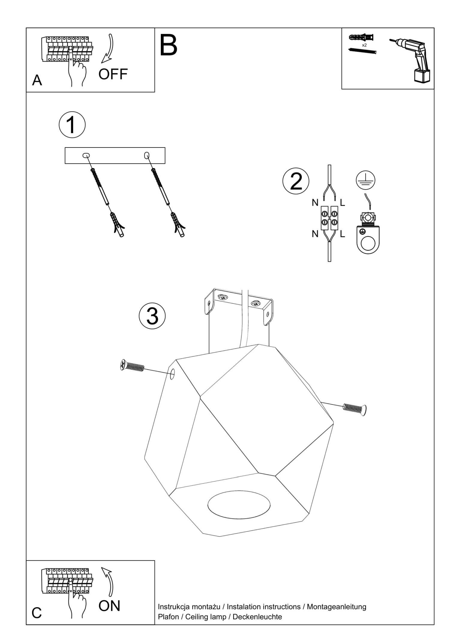 Kleine Deckenleuchte Holz geometrisch H: 12 cm flach GU10