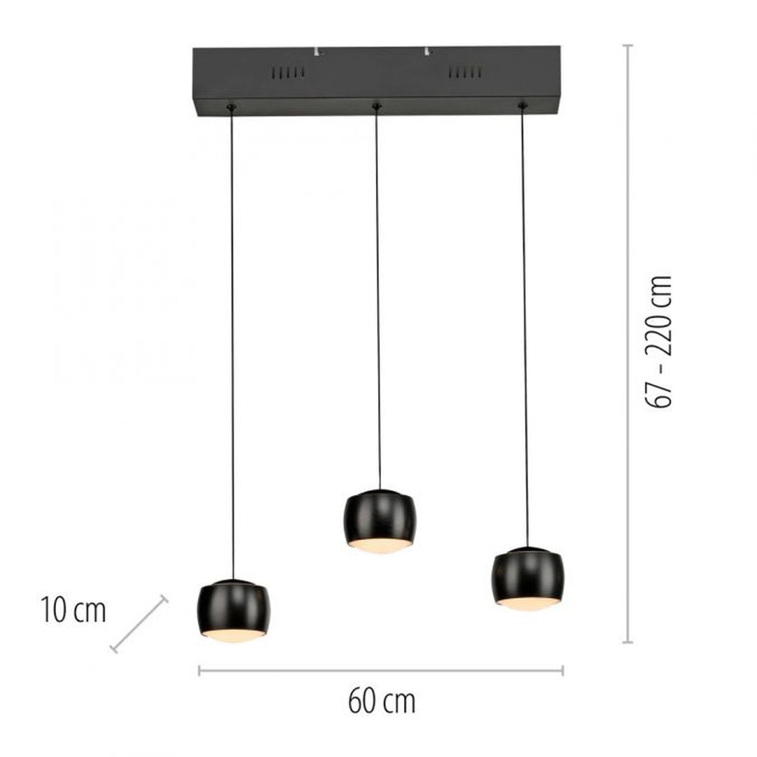 LED Pendelleuchte Metall warmweiß 60 cm 800 lm Schwarz Lampe