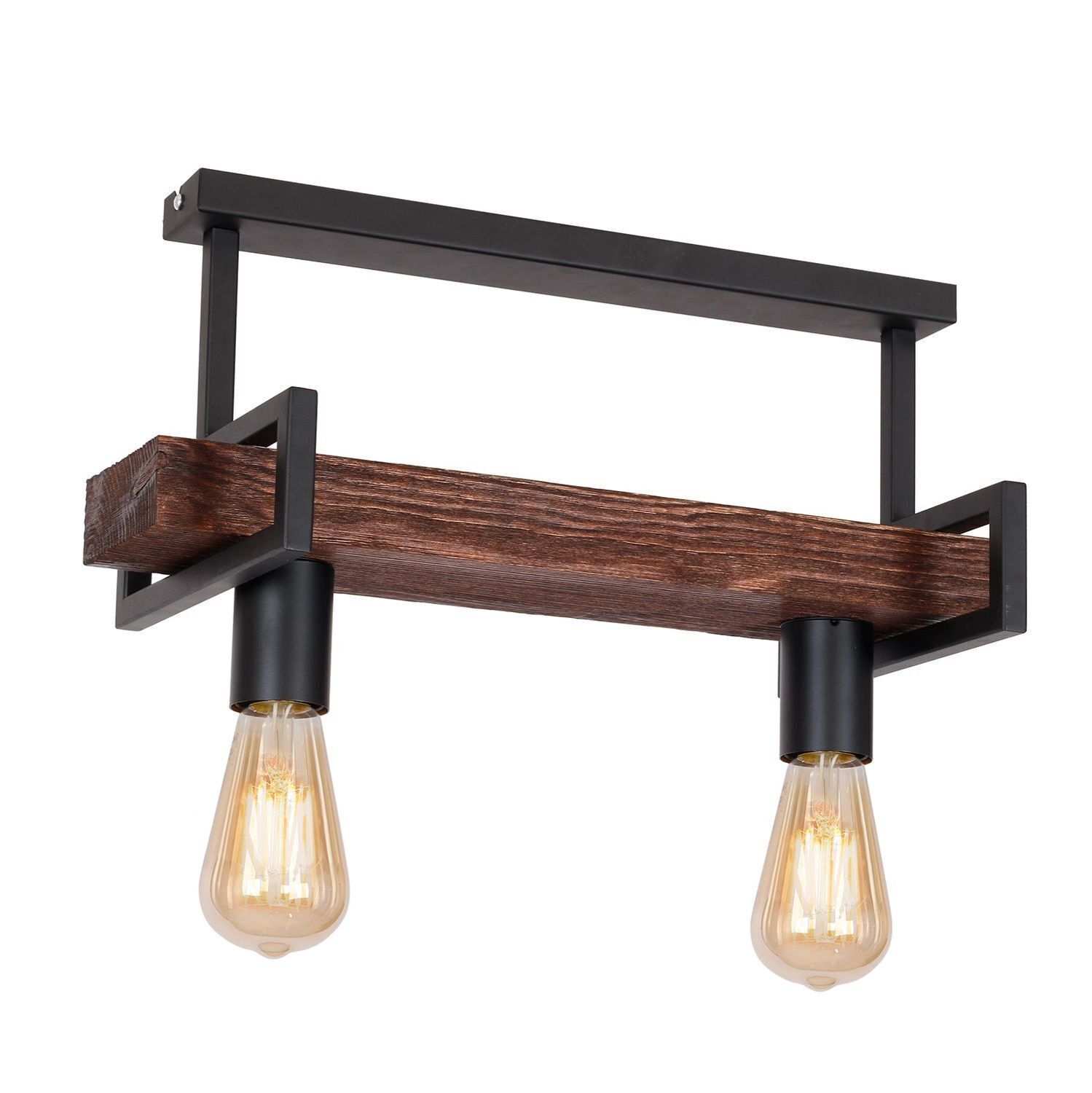 Industrie Deckenlampe Metall Holz L:45 cm E27 wohnlich Leuchte