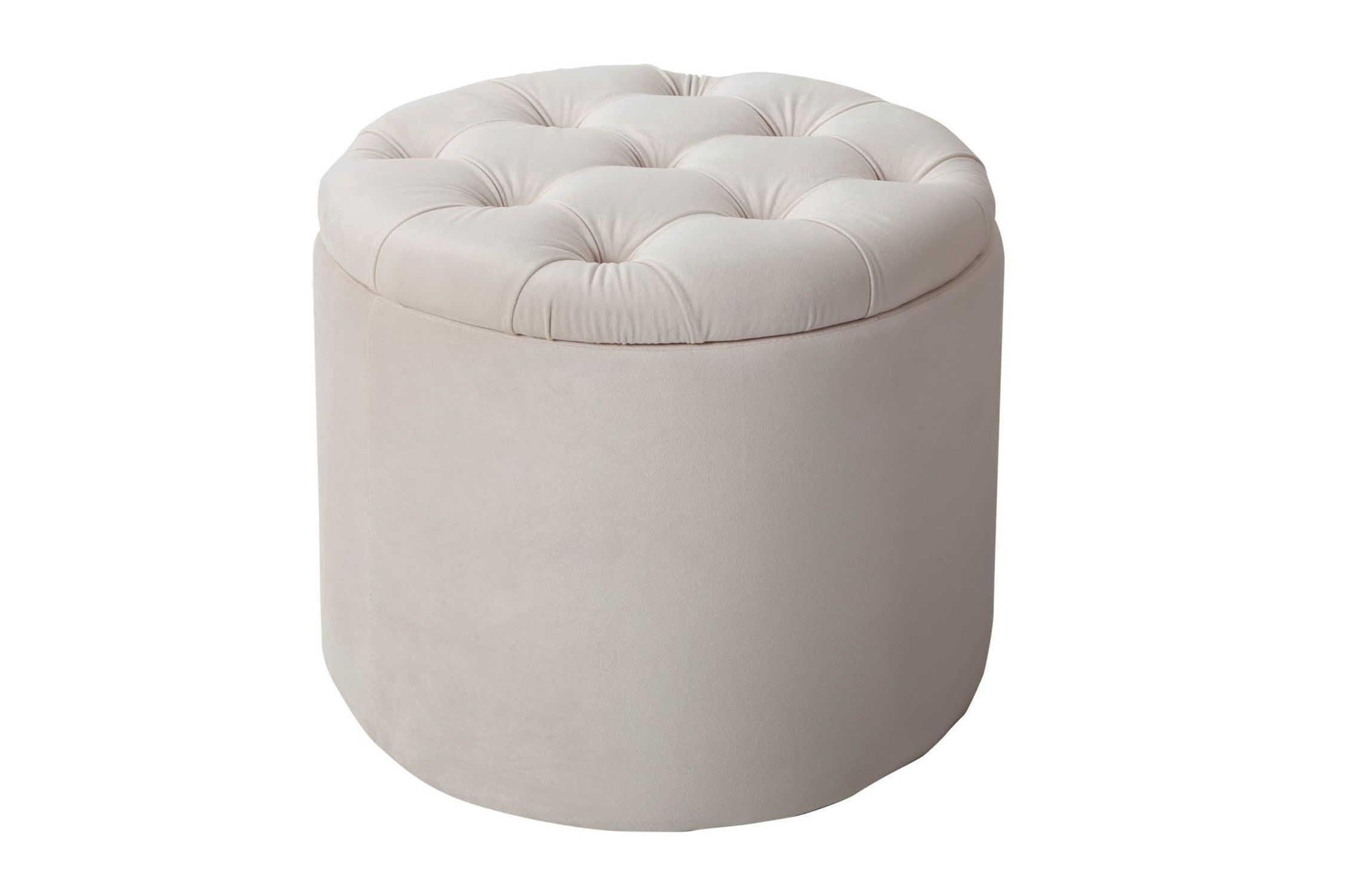 Sitzhocker mit Stauraum Ø 50 cm Beige aus Samt Metall