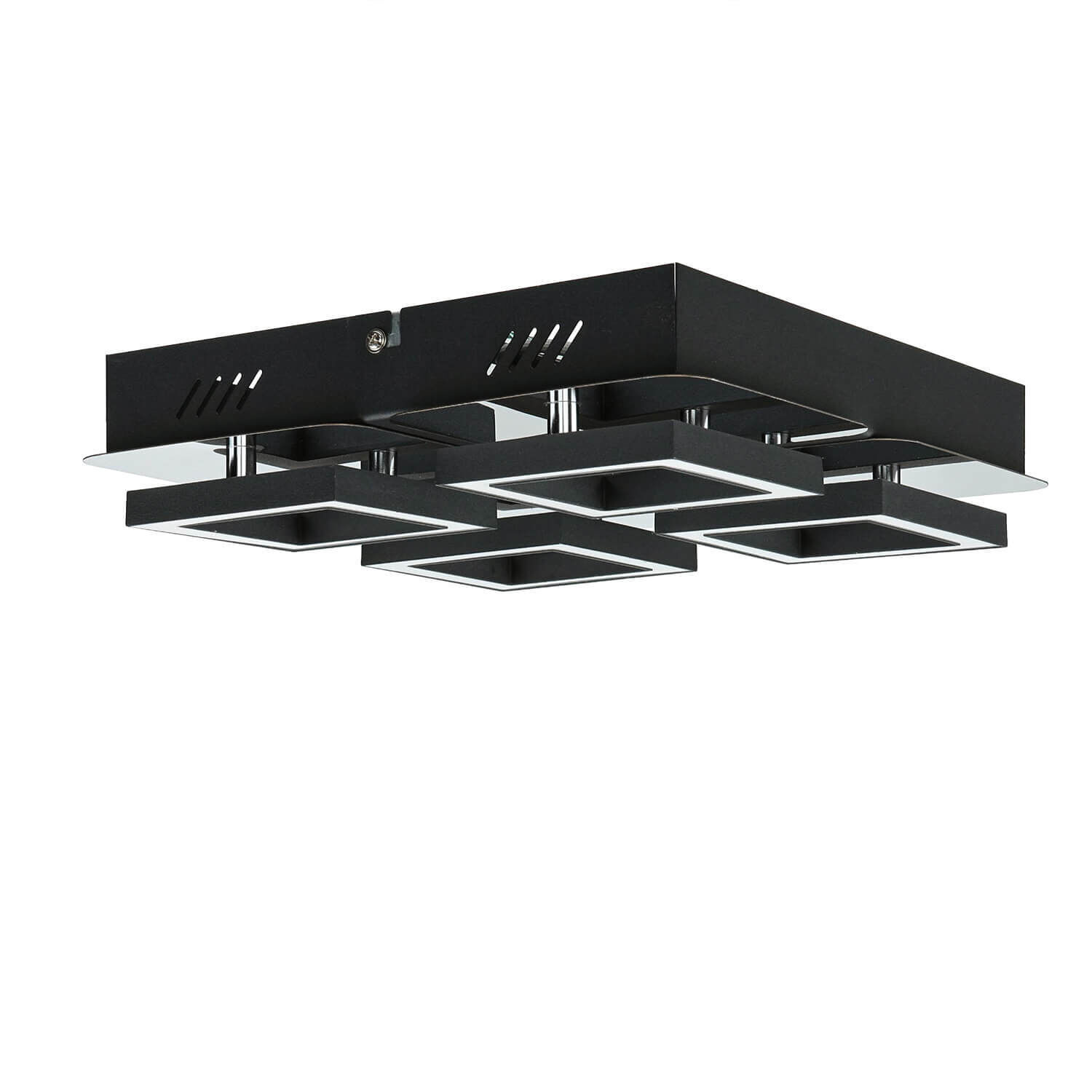 Deckenleuchte LED B: 25 cm Edelstahl in Schwarz Chrom 4200 K Deckenleuchte, Badezimmer, Drinnen, Zimmer, Duscharmatur