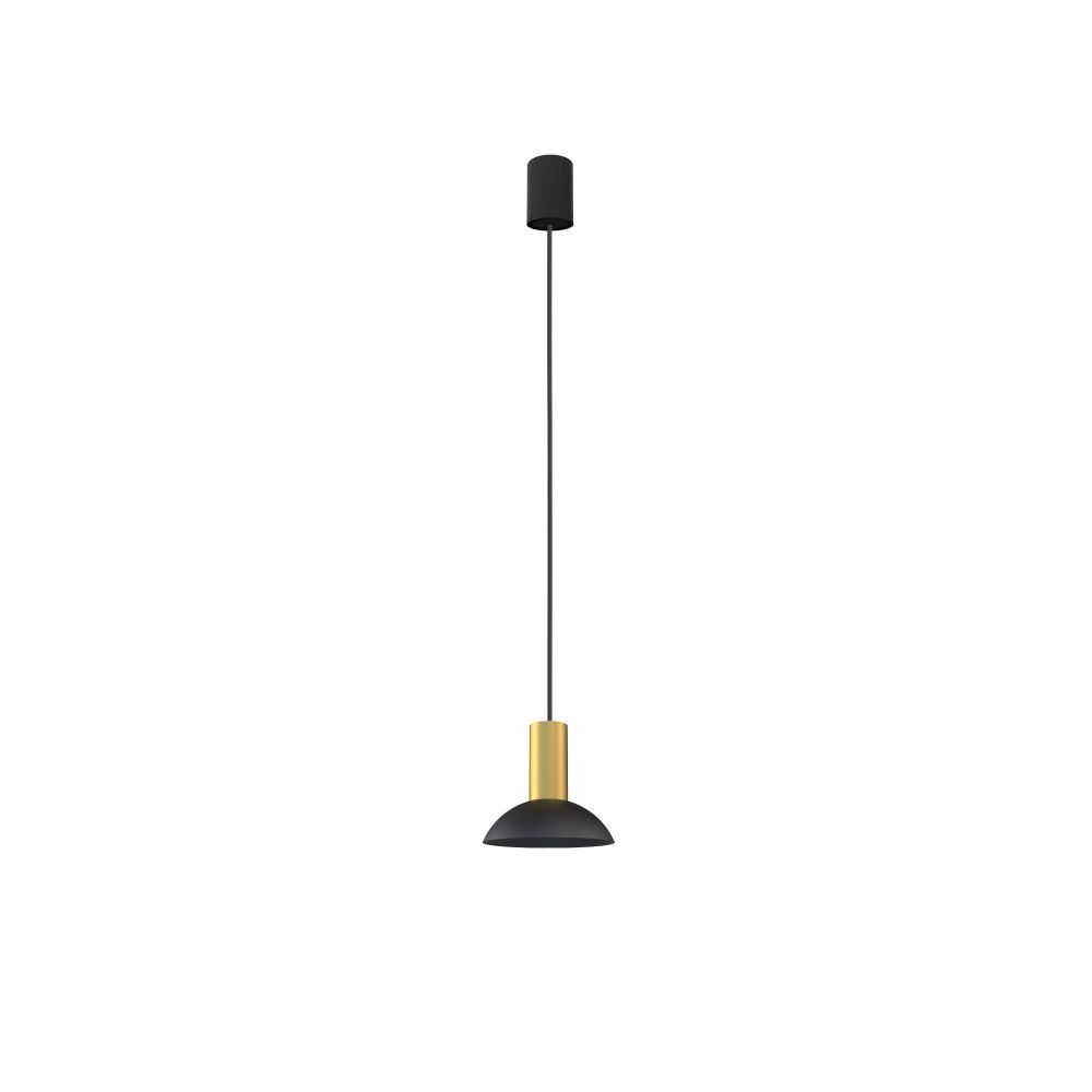 Schwarze Hängelampe rund Ø15,5cm Metall Messing Loft