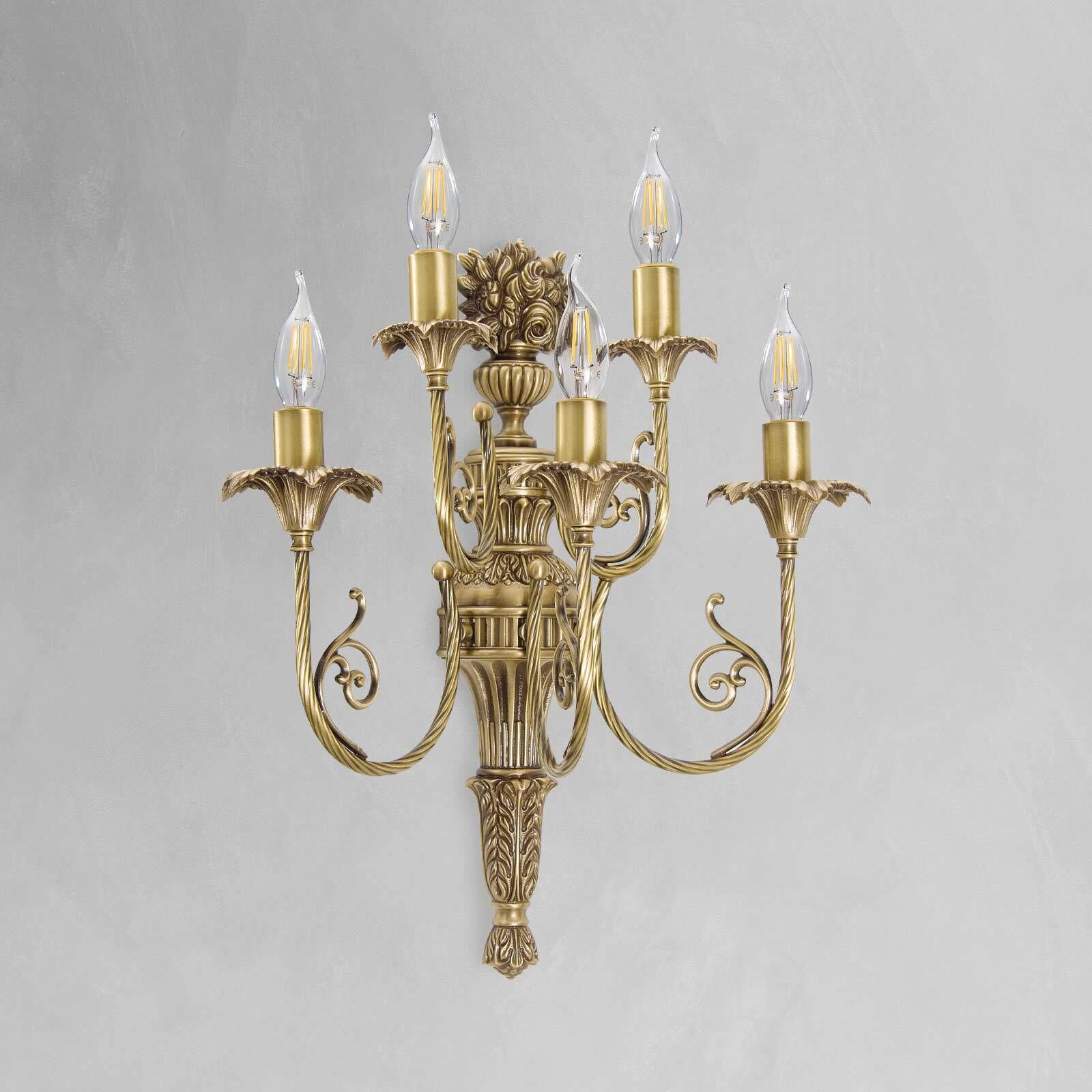 Filigrane Wandlampe Messing B: 45 cm 4x E14 in Bronze