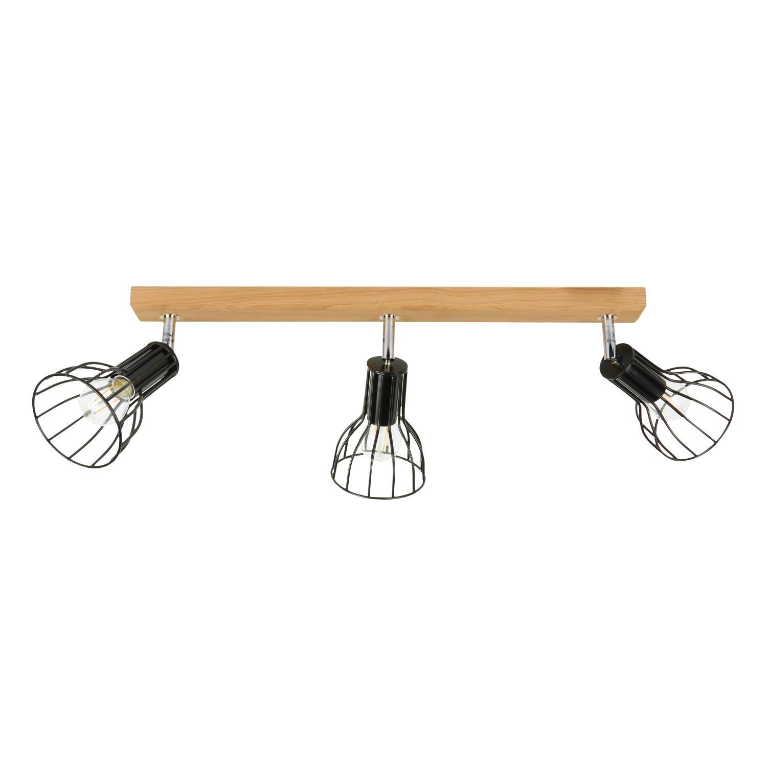 Langer Deckenspot Holz Metall 3-flammig flexibel