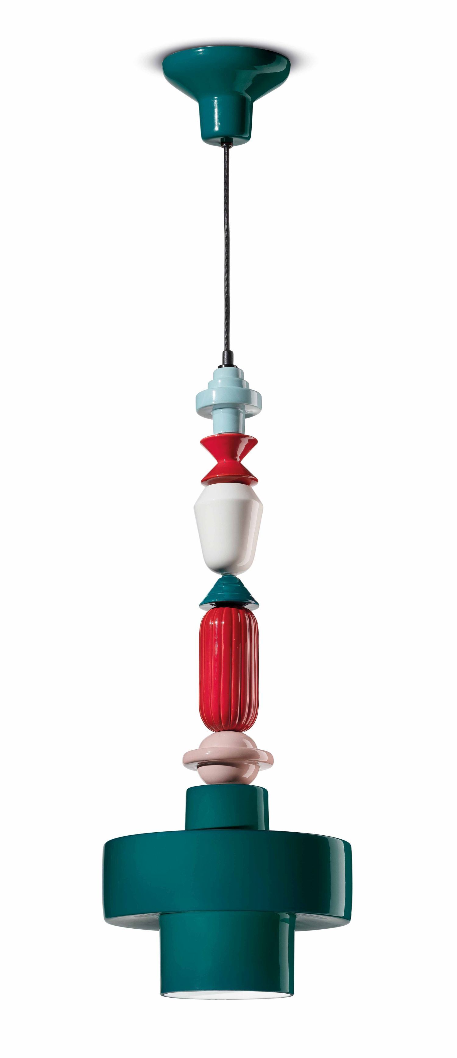 Hängelampe Keramik Petrol Bunt E27 Retro Design SILVIA