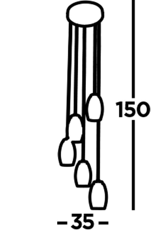 LED Hängelampe Glas 5-flammig H: max. 150 cm verstellbar LED Hängelampe Glas 5-flammig H: max. 150 cm verstellbar