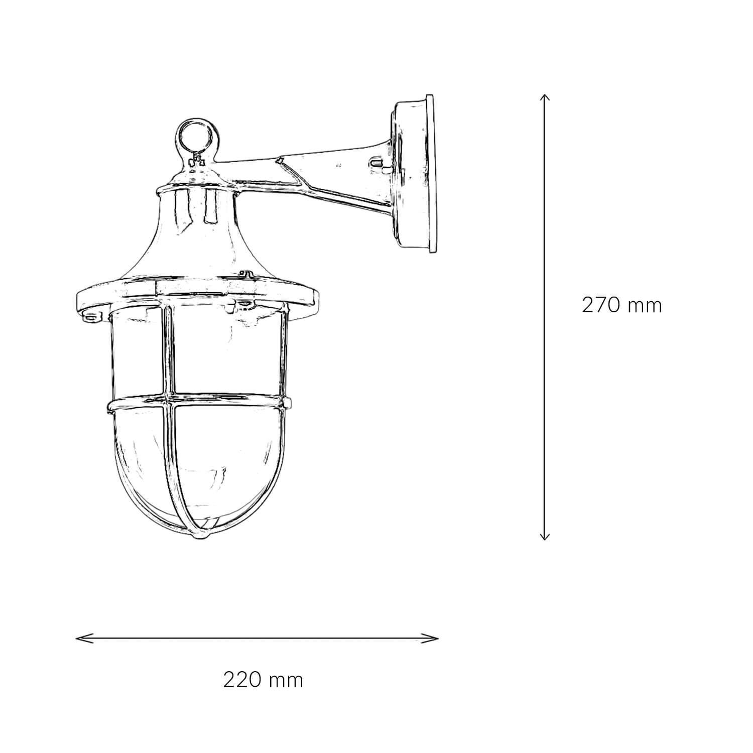 Außenleuchte Wand IP64 E27 Rostbraun antik Echt-Messing Maritim