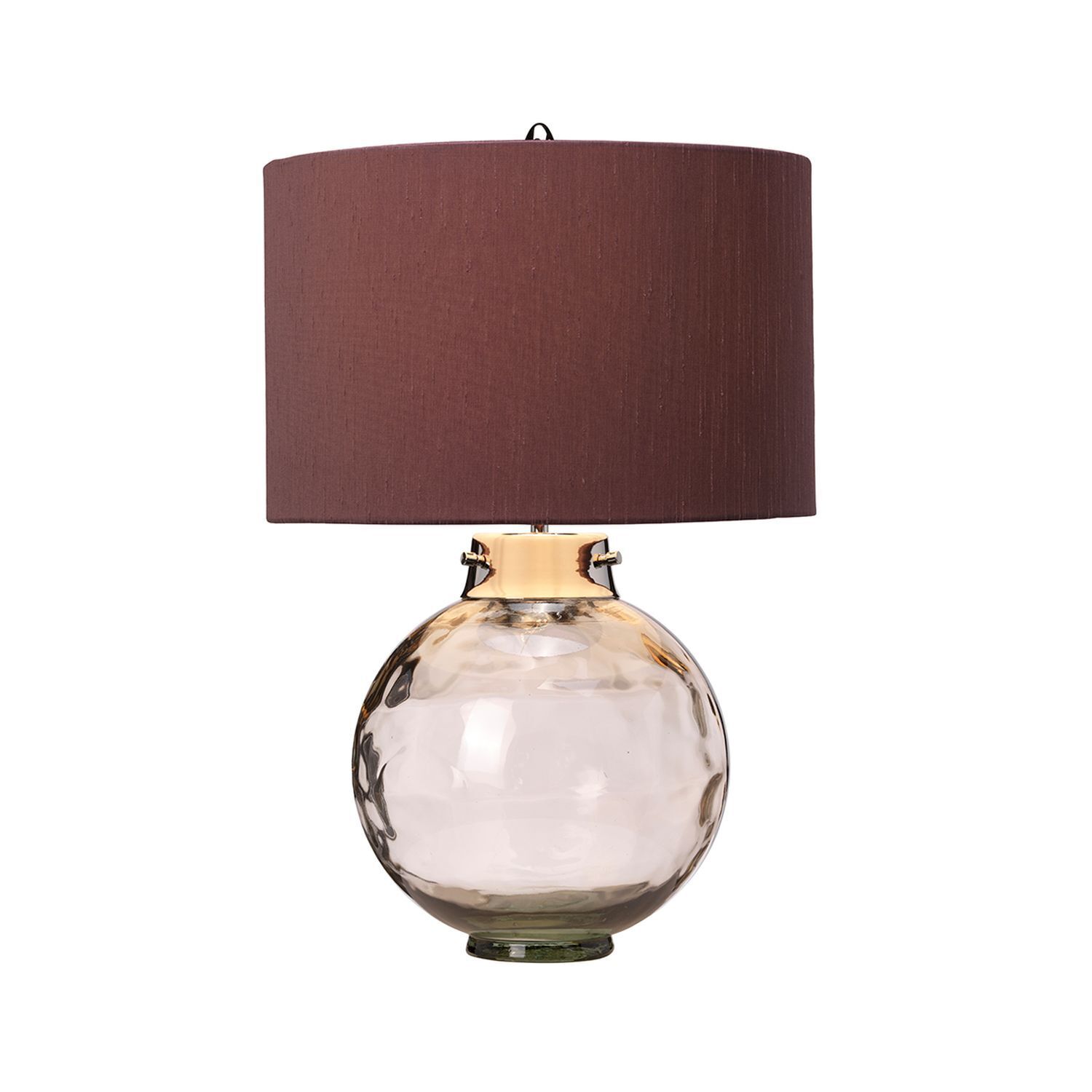 Tischlampe Rot Grau E27 55,5 cm Glas Stoff Klassisch