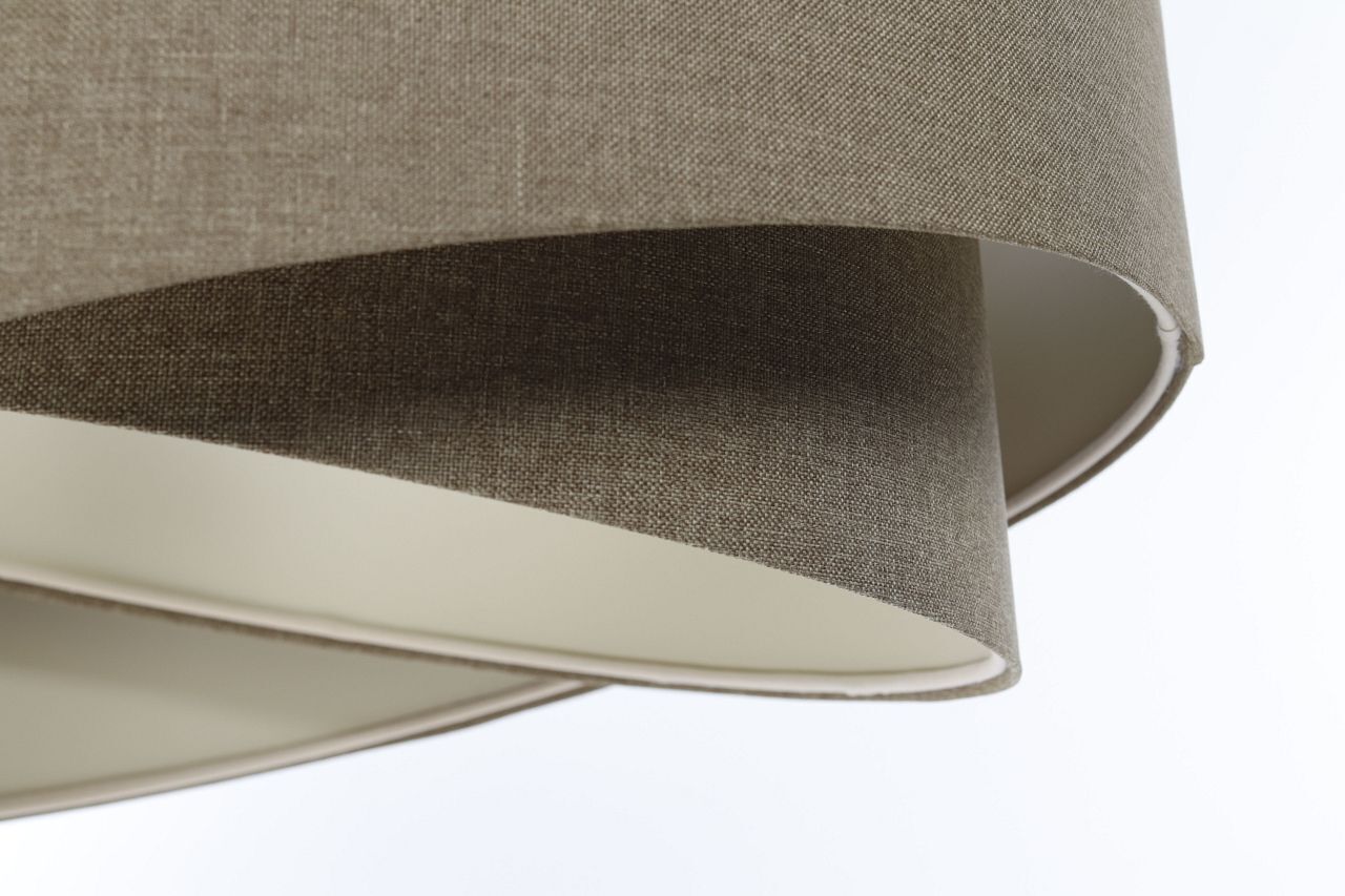 Hängelampe Modern E27 rund D: 40 cm Braun Stoff Boho