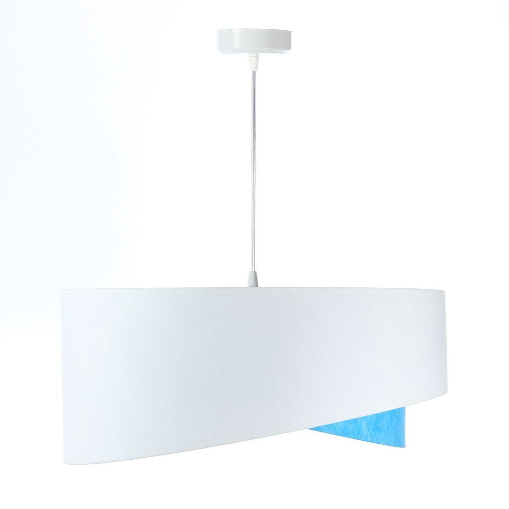 Pendelleuchte rund Ø 50 cm E27 Weiß Blau Stoff Velours Optik