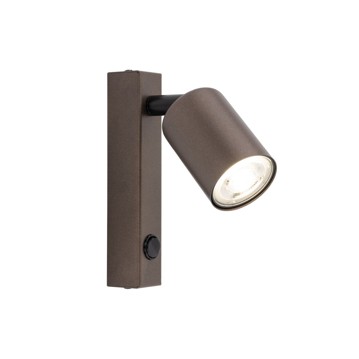 Wandspot Metall mit Schalter Braun GU10 verstellbar H: 22 cm