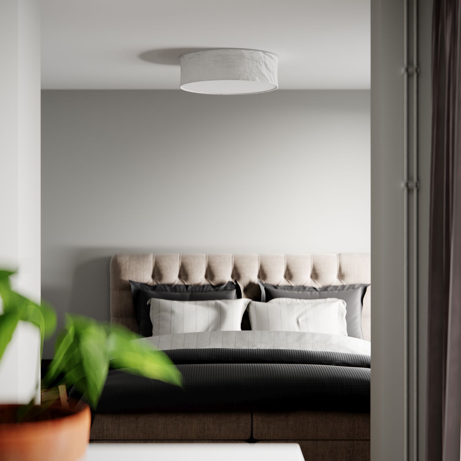 Deckenlampe D: 60 cm rund Modern Weiß Metall Stoff E27 Kissen, Dekoration für Zuhause, Innenarchitektur, Wohnzimmer, Couch