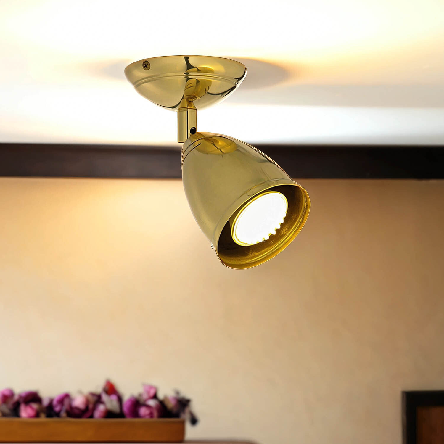 Spot Lampe klein Messing massiv E27 verstellbar Beleuchtung, Lampe