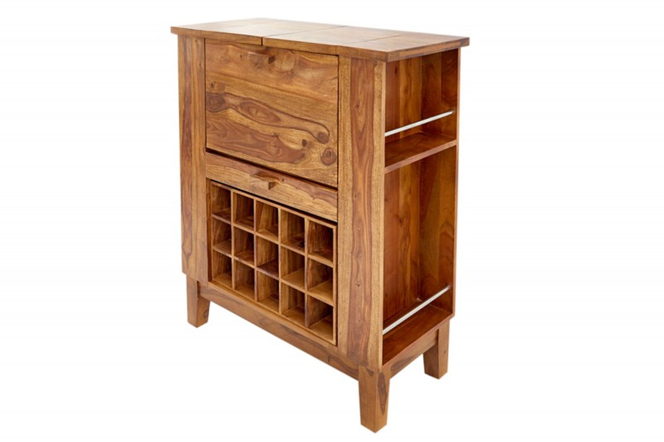 Barschrank Sheesham Holz Handarbeit in Braun