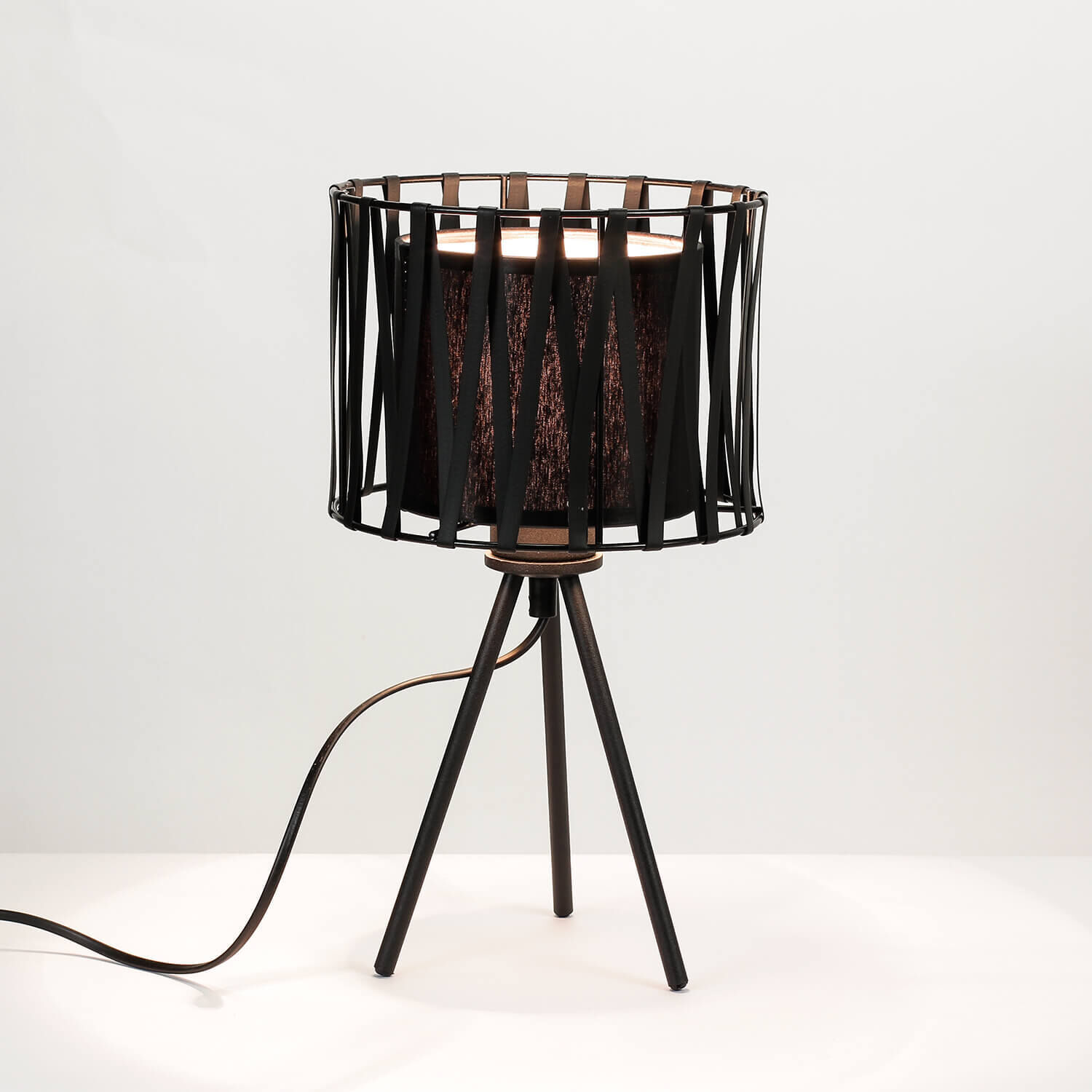 Schwarze Tischleuchte Metall H 35cm Doppelschirm Lampe, Stuhl, Mobiliar, Lampenschirm